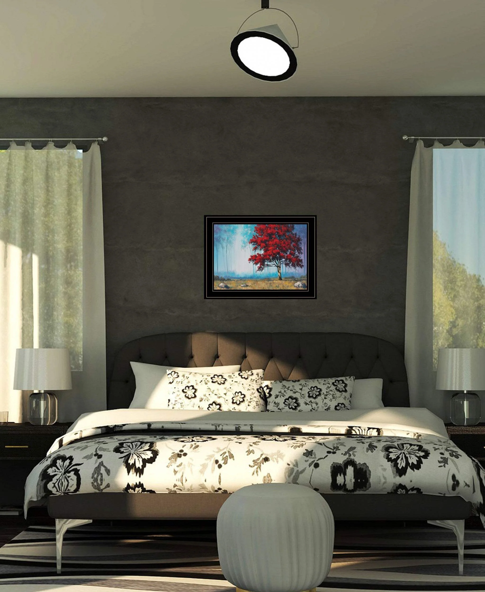 Red Tree 1 Black Framed Print Wall Art - Image 5