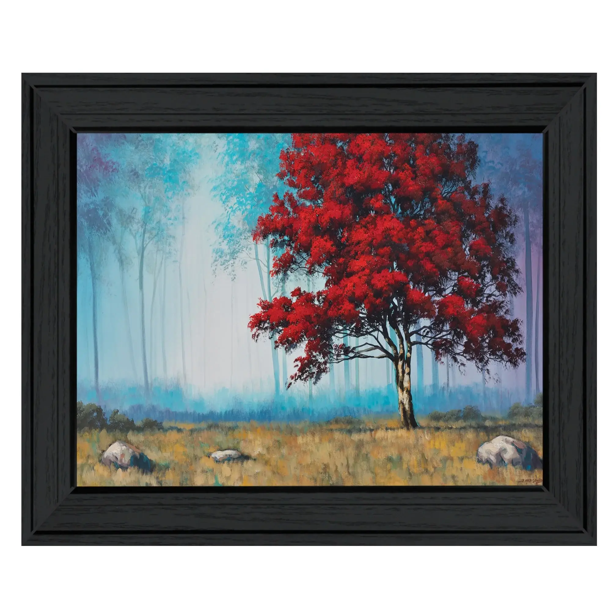 Red Tree 2 Black Framed Print Wall Art - Image 2