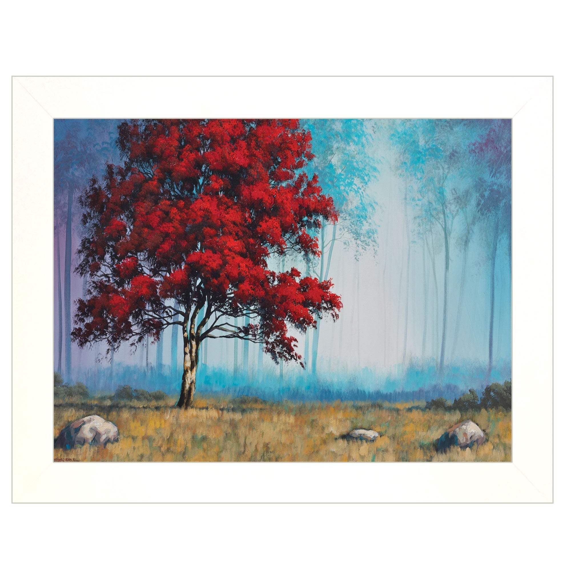 Red Tree 3 White Framed Print Wall Art - Image 3