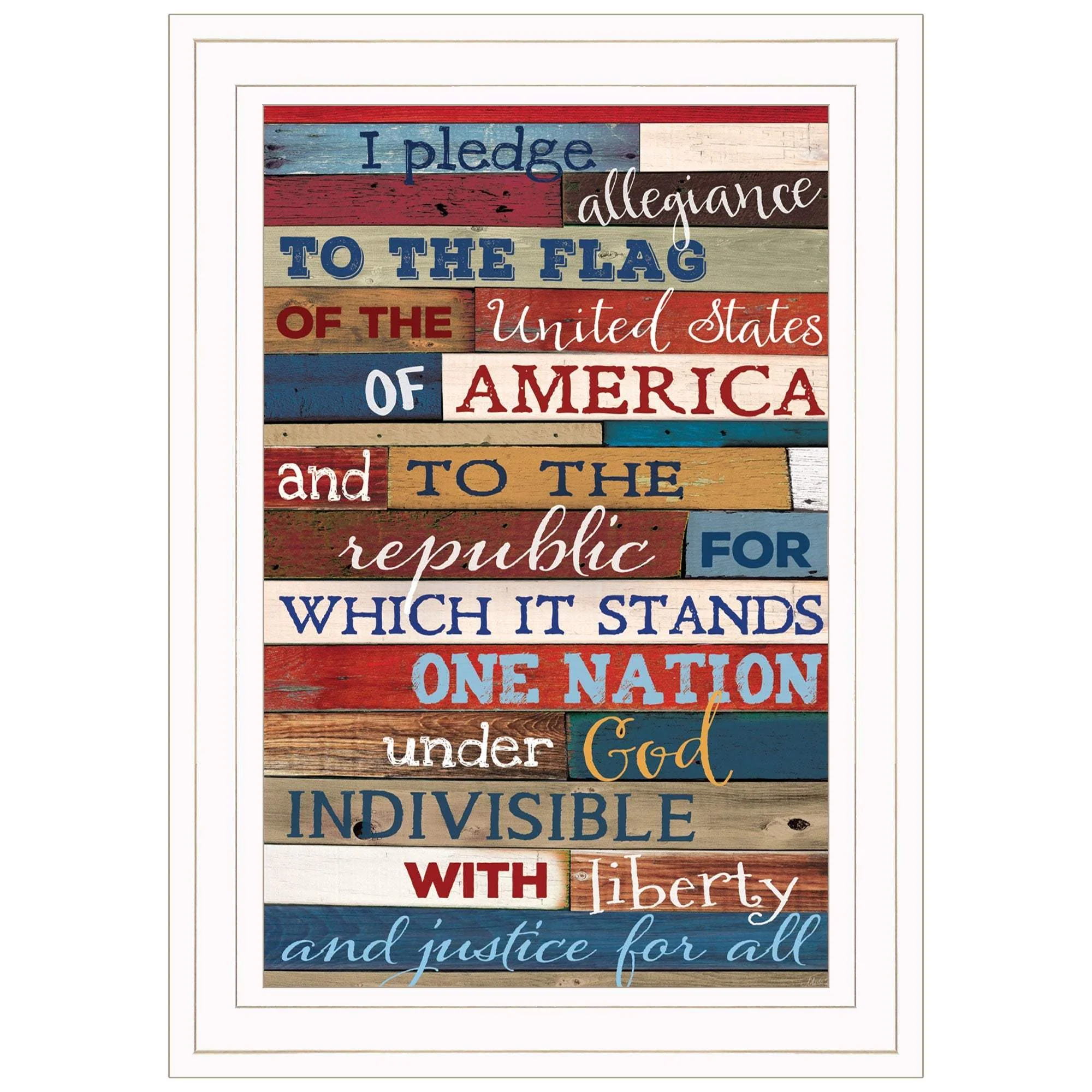 Red White and Blue Pledge Of Allegiance White Framed Print Wall Art - Image 2