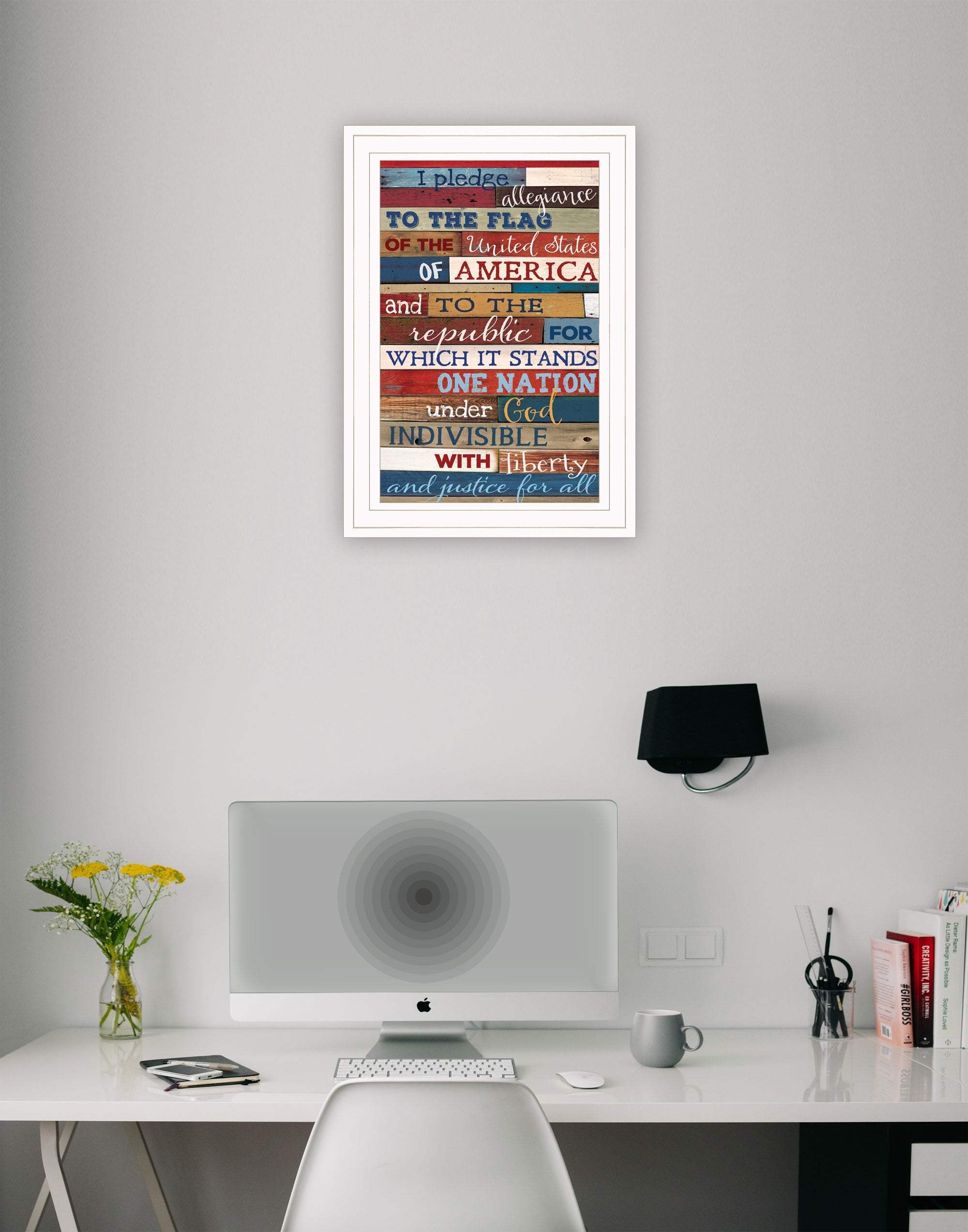 Red White and Blue Pledge Of Allegiance White Framed Print Wall Art - Image 4