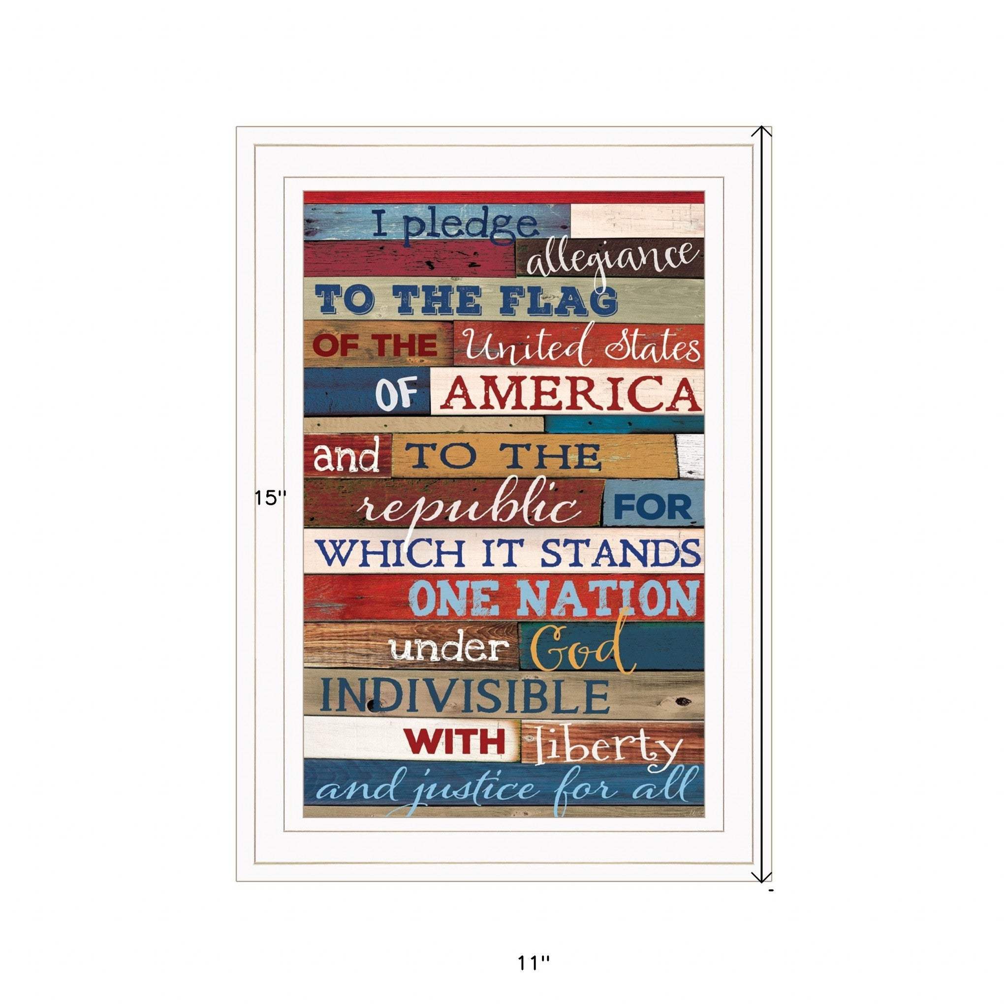 Red White and Blue Pledge Of Allegiance White Framed Print Wall Art - Image 5
