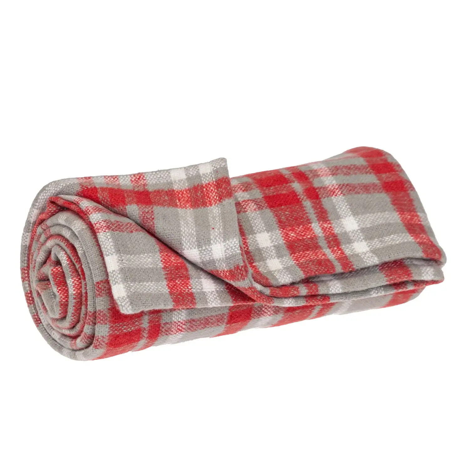 Red Woven Cotton Plaid Throw Blanket - Image 3