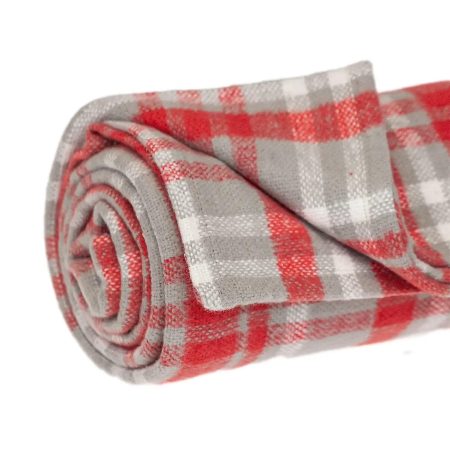 Red Woven Cotton Plaid Throw Blanket - Image 5