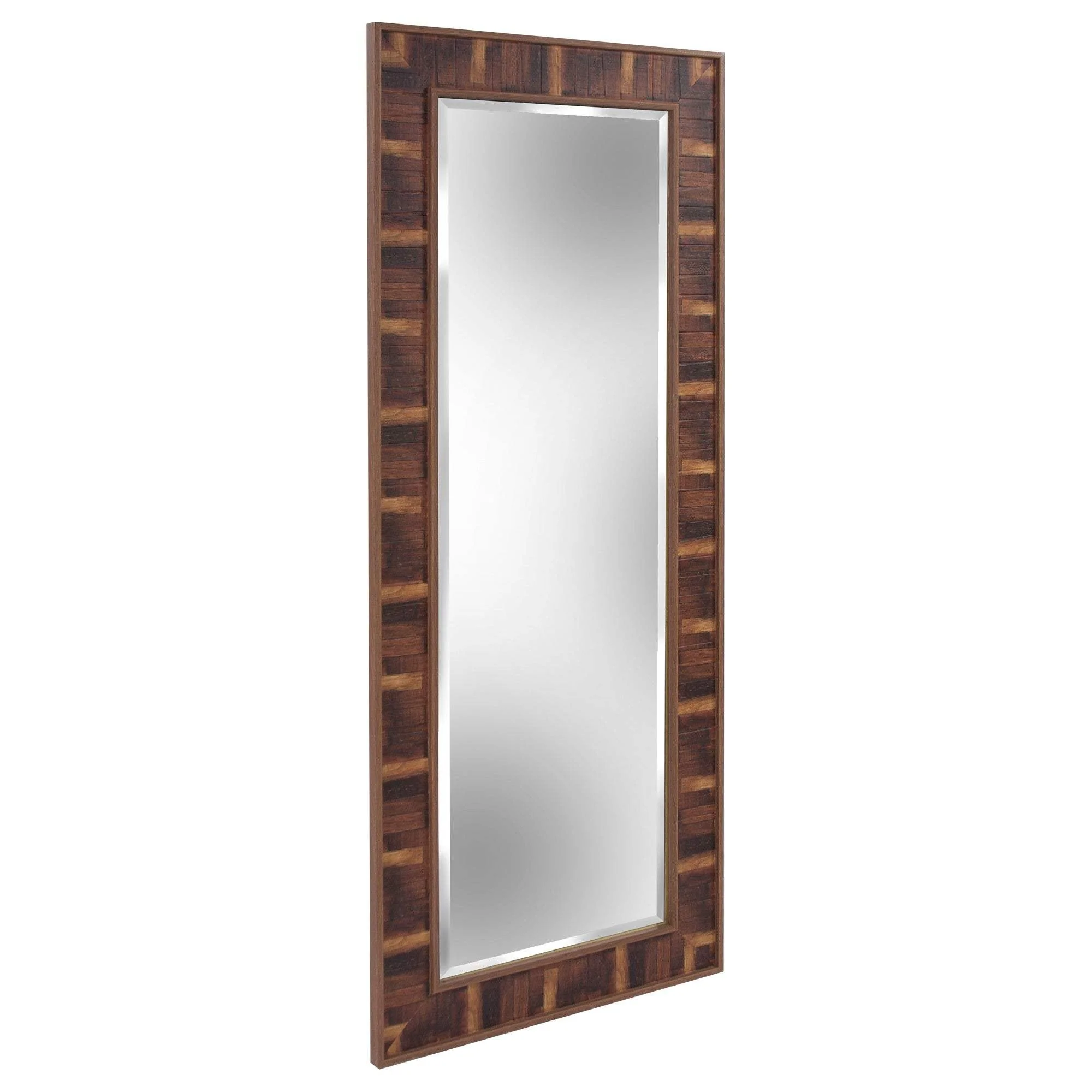 Rich Rustic Brown Faux Wood Full Body Wall Mirror - Image 2
