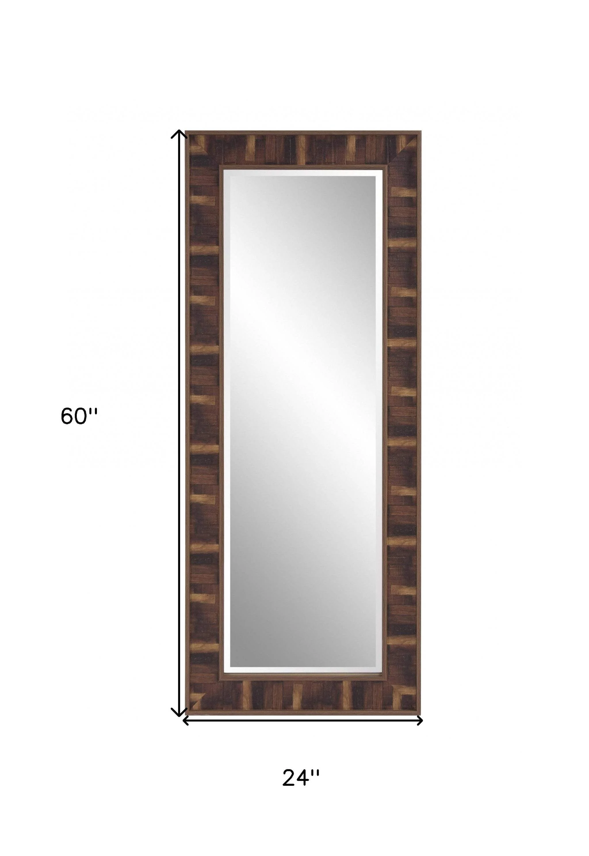 Rich Rustic Brown Faux Wood Full Body Wall Mirror - Image 6