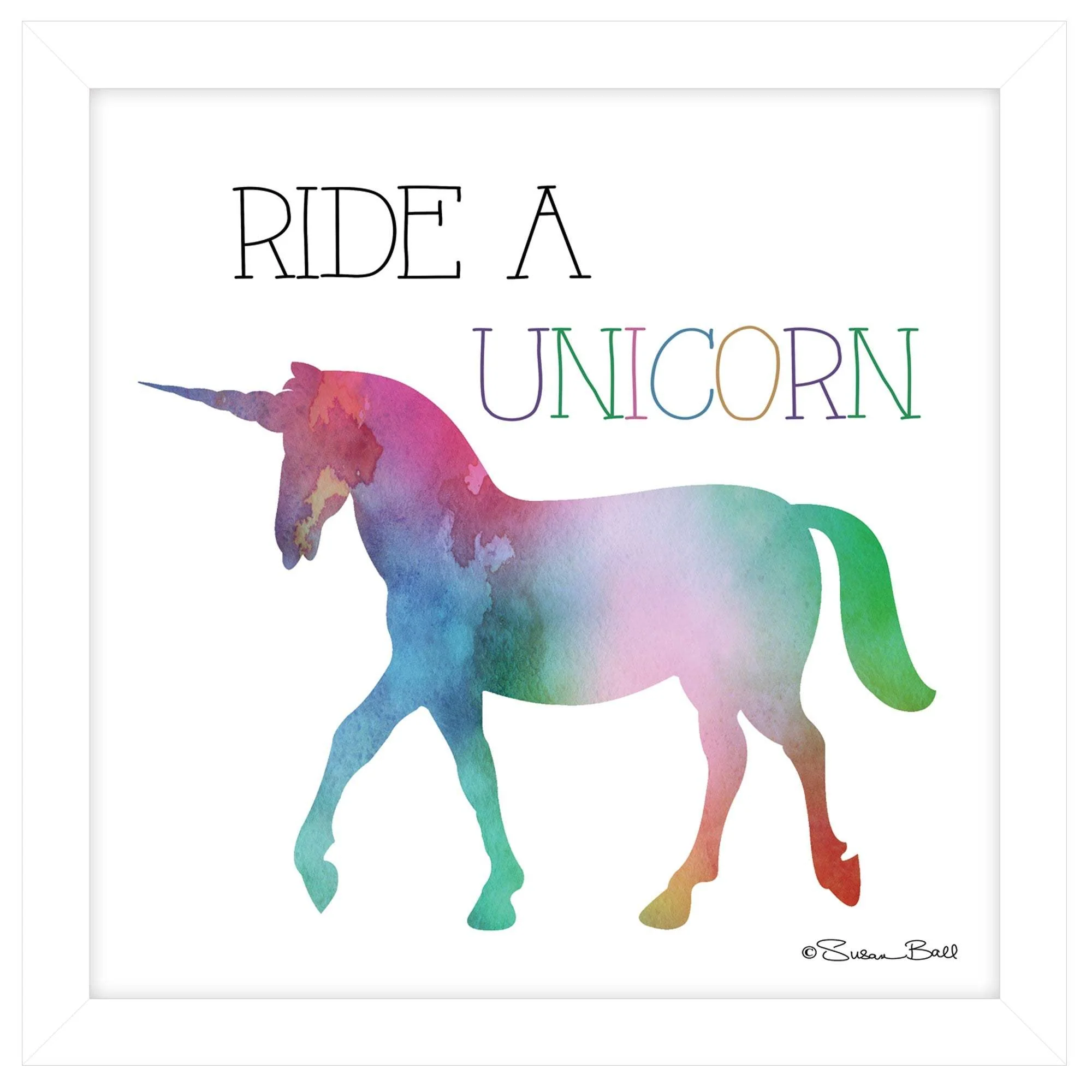 Ride a Unicorn White Framed Print Wall Art - Image 2