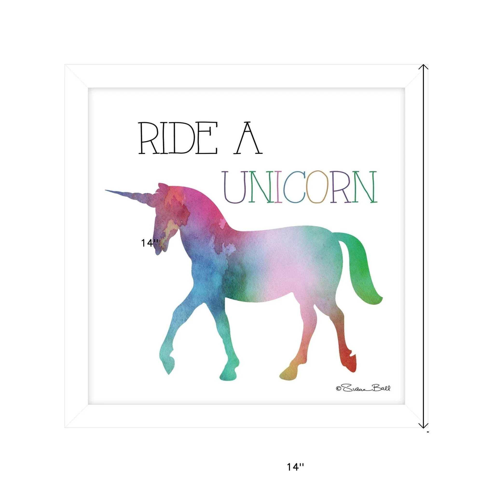 Ride a Unicorn White Framed Print Wall Art - Image 3