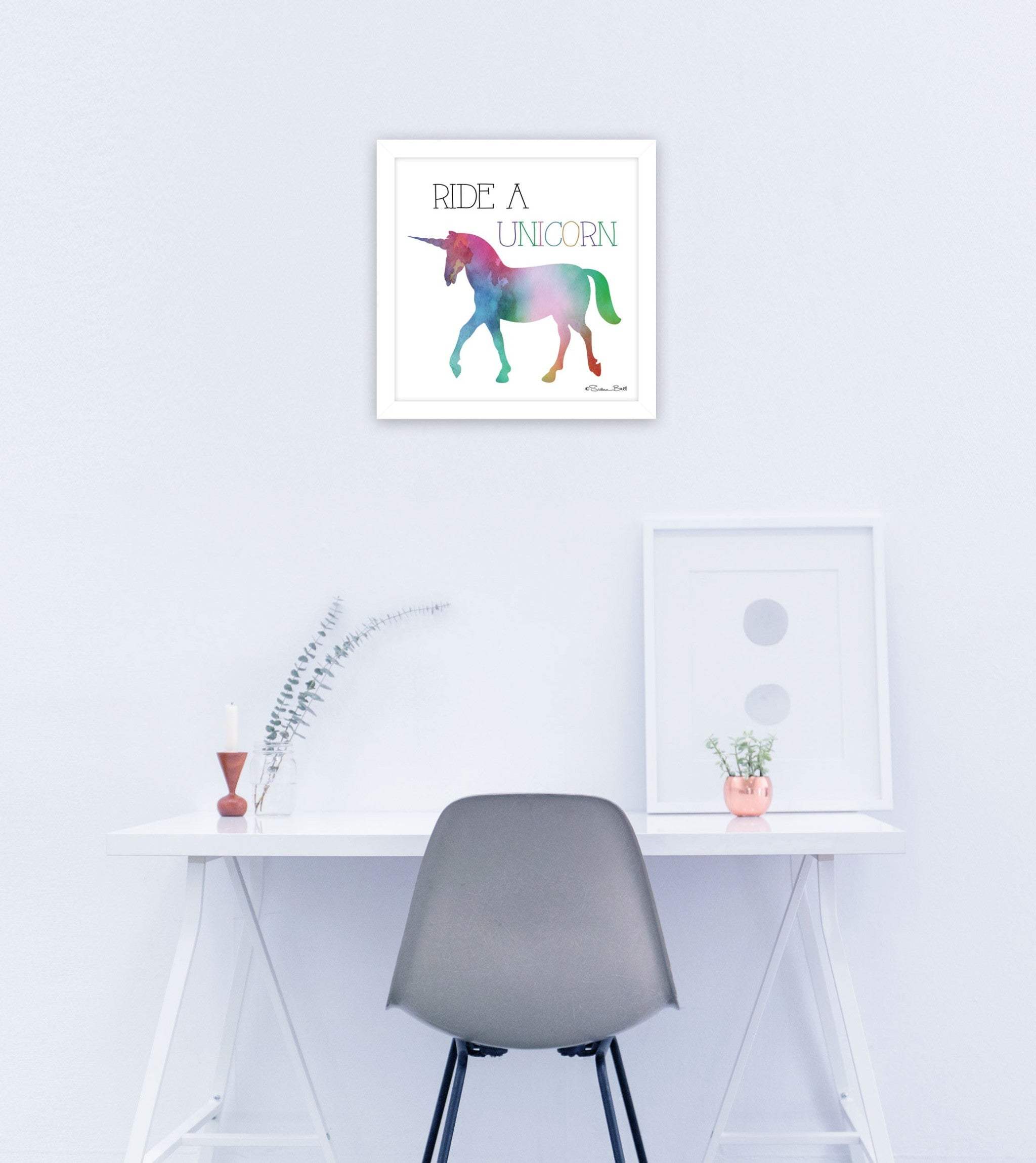 Ride a Unicorn White Framed Print Wall Art - Image 6