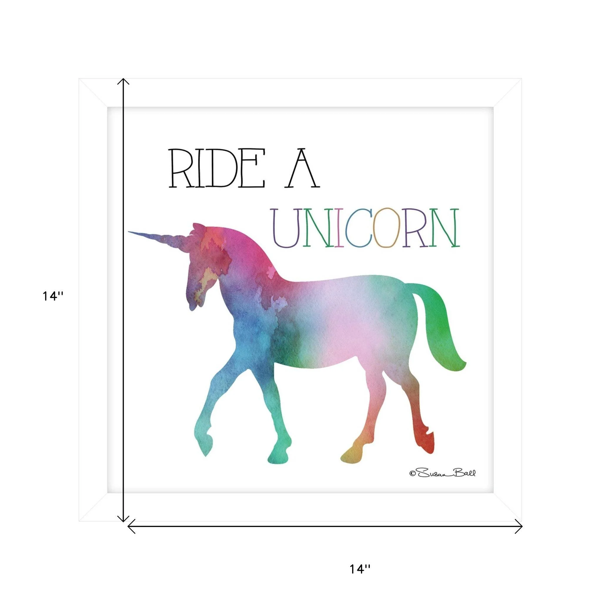 Ride a Unicorn White Framed Print Wall Art - Image 7