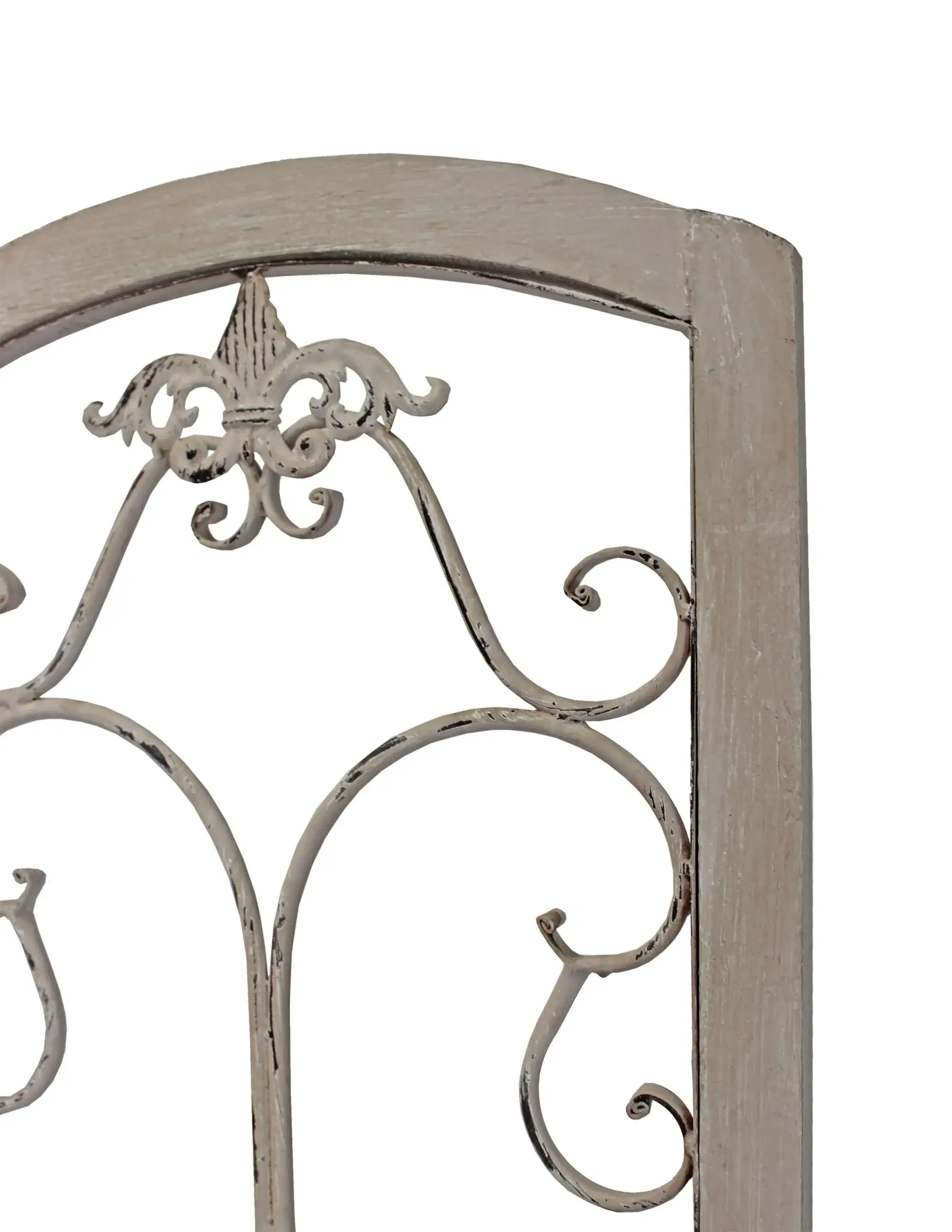 Romantic Whitewashed Scroll Three Panel Room Divider Screen - Image 2