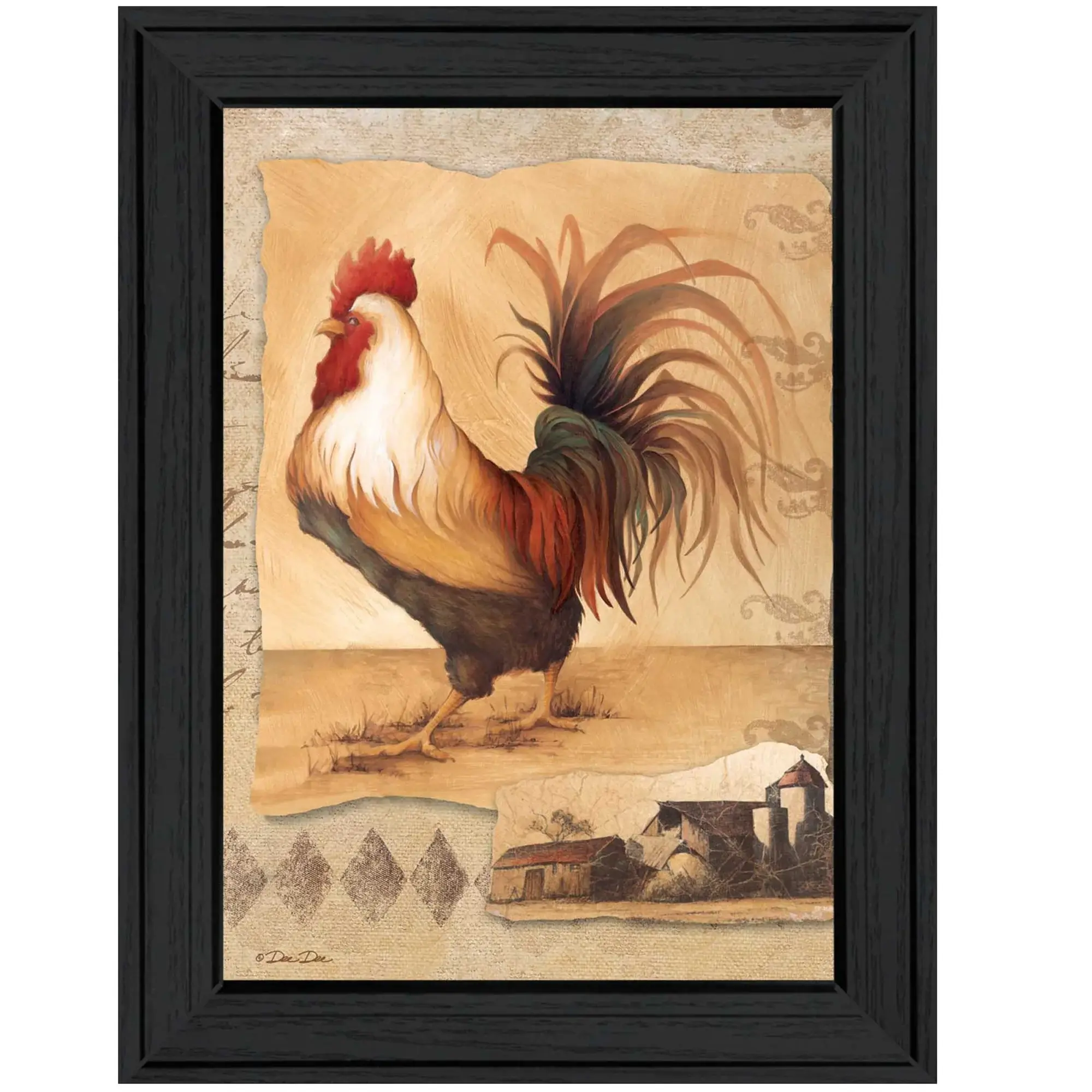 Rooster Montage I Black Framed Print Wall Art - Image 2