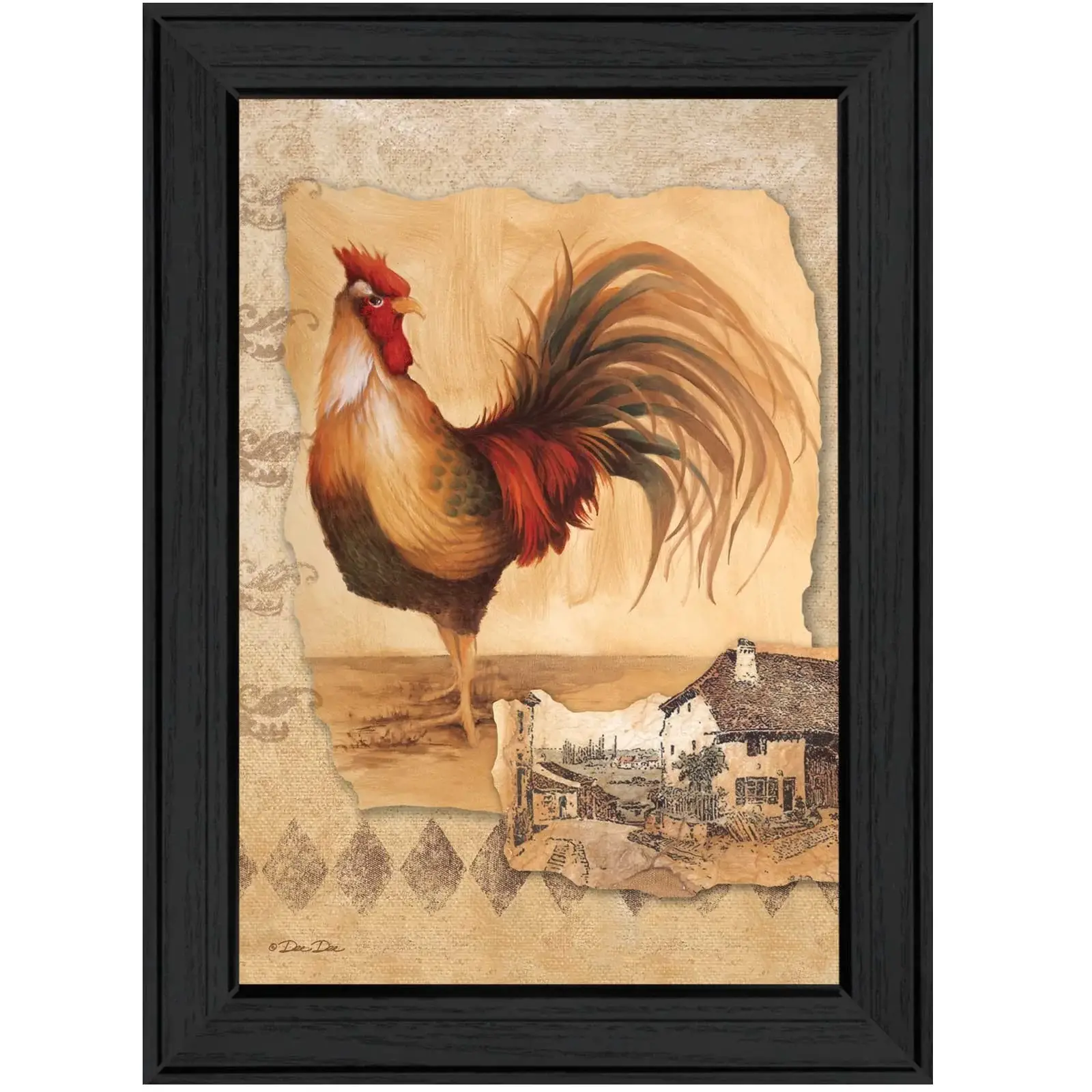 Rooster Montage II Black Framed Print Wall Art - Image 2