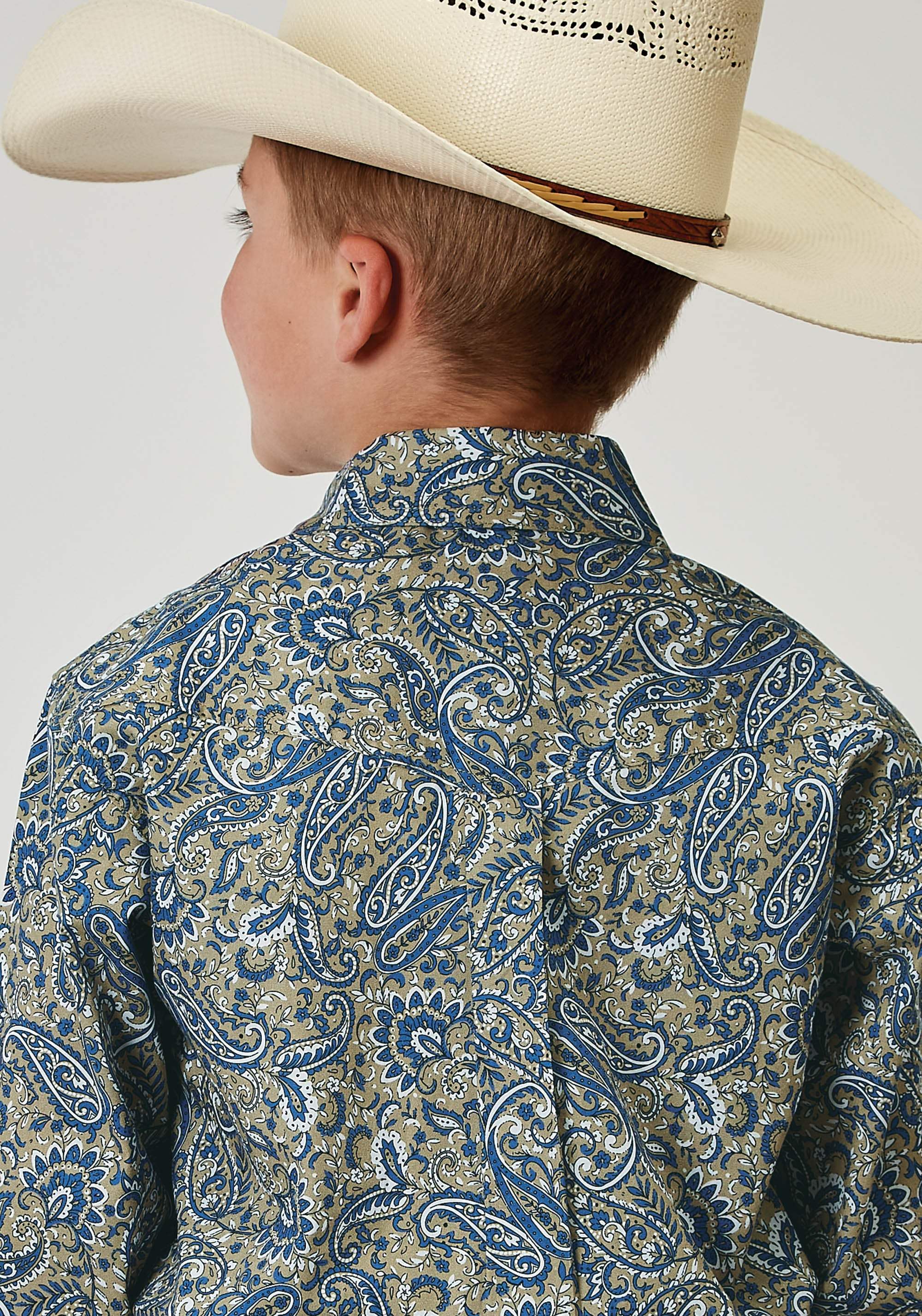 Roper Boys Long Sleeve Button Delft Paisley Western Shirt - Image 3