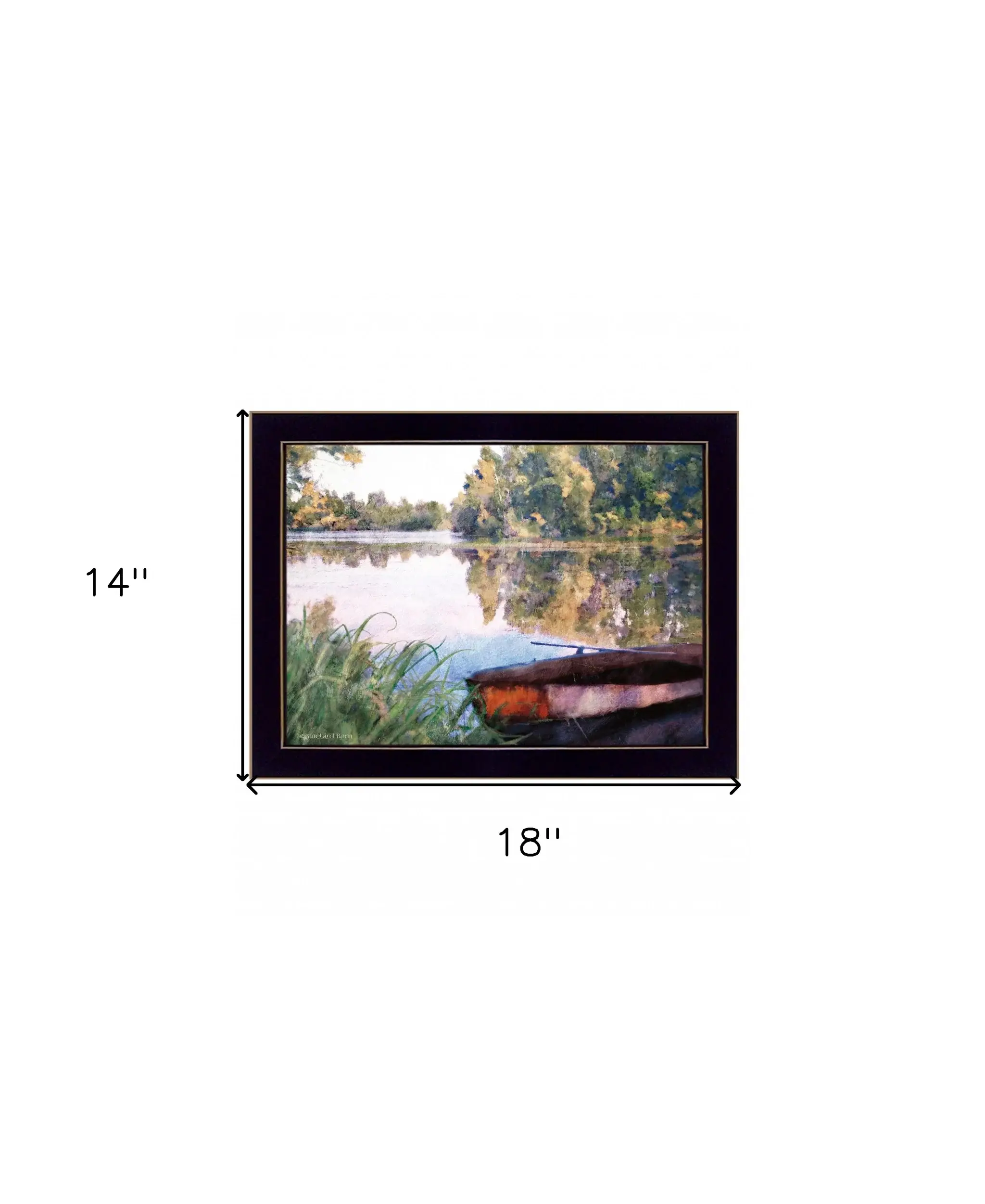 Rowboat Pond Landscape 1 Black Framed Print Wall Art - Image 5