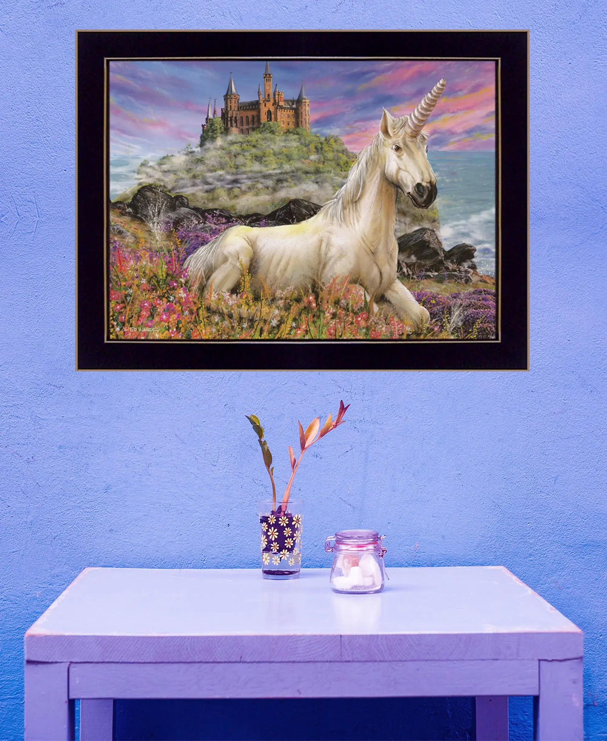 Royal Unicorn 1 Black Framed Print Wall Art - Image 3