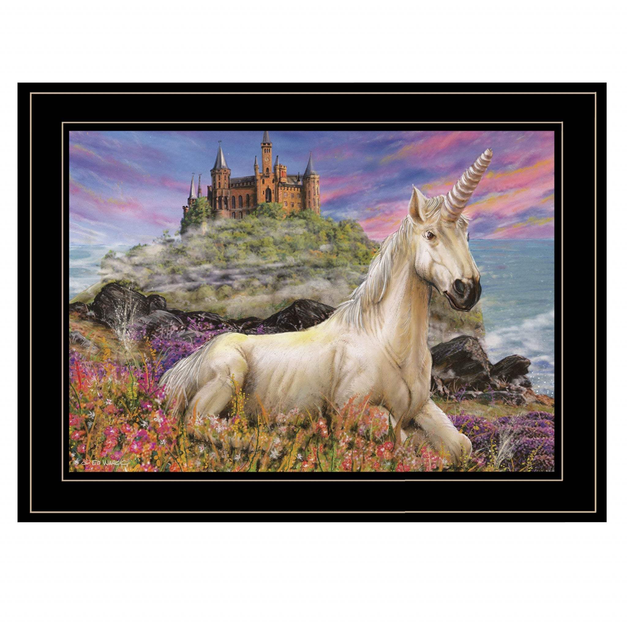 Royal Unicorn 3 Black Framed Print Wall Art - Image 2