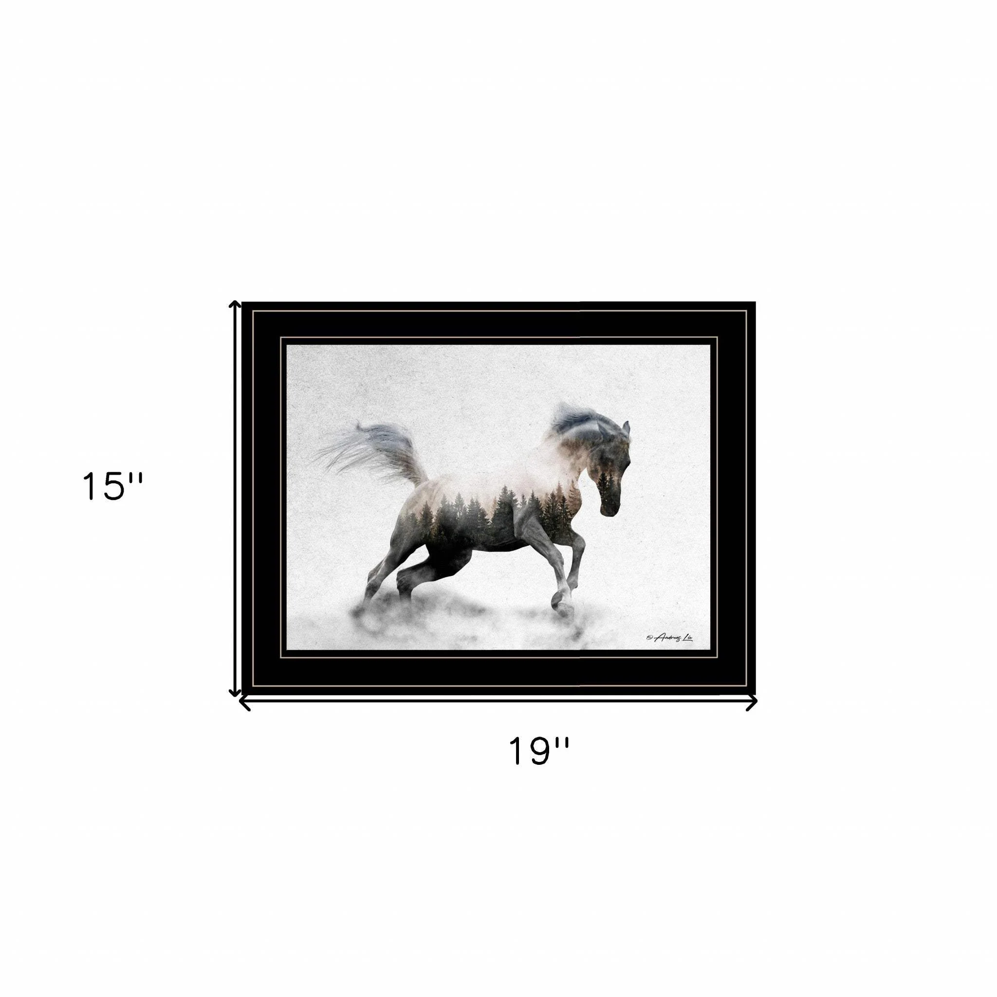 Running White Stallion 2 Black Framed Print Wall Art - Image 5