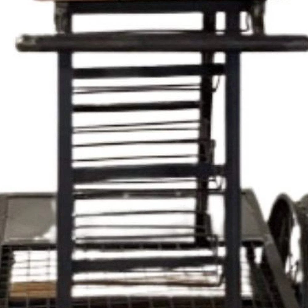 Rustic Black Rail Car Bar Cart - Image 3