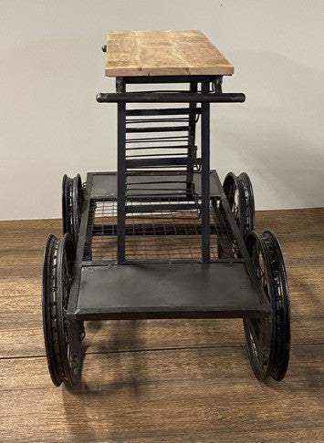 Rustic Black Rail Car Bar Cart - Image 5