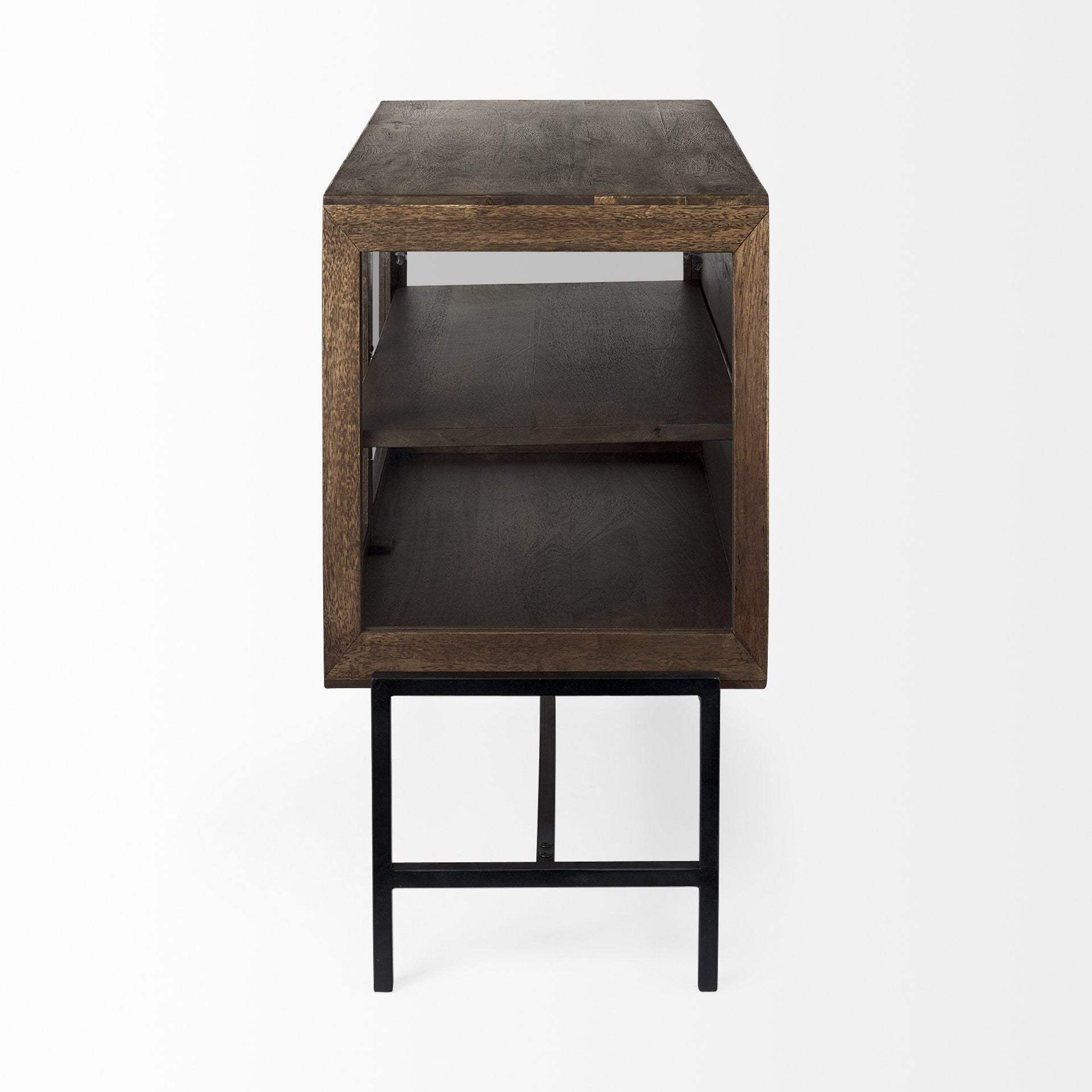Rustic Dark Brown Two Door Shadowbox Cabinet - Image 3