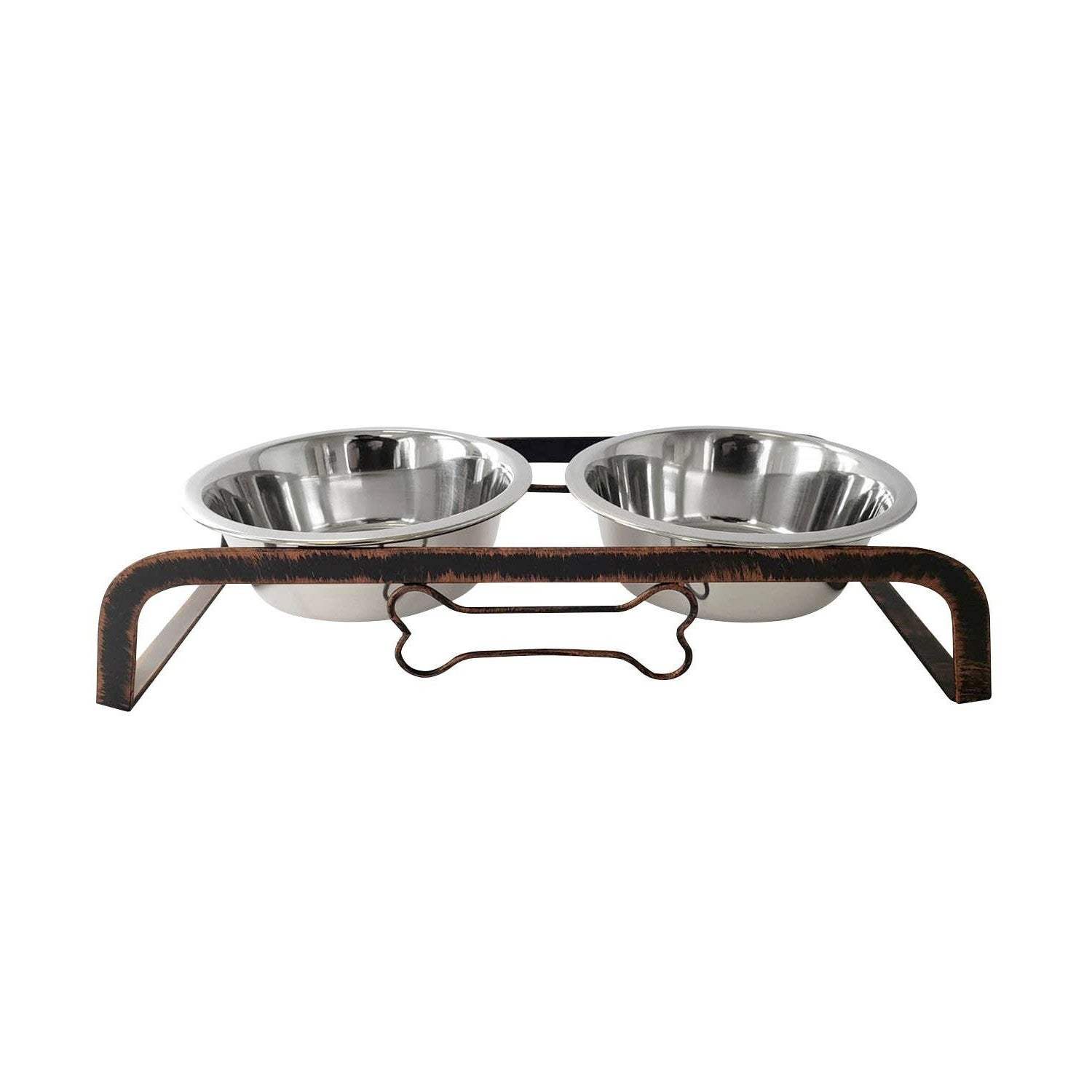 Rustic Elevated 32oz Two Bowl Dog Feeding Station - Image 3