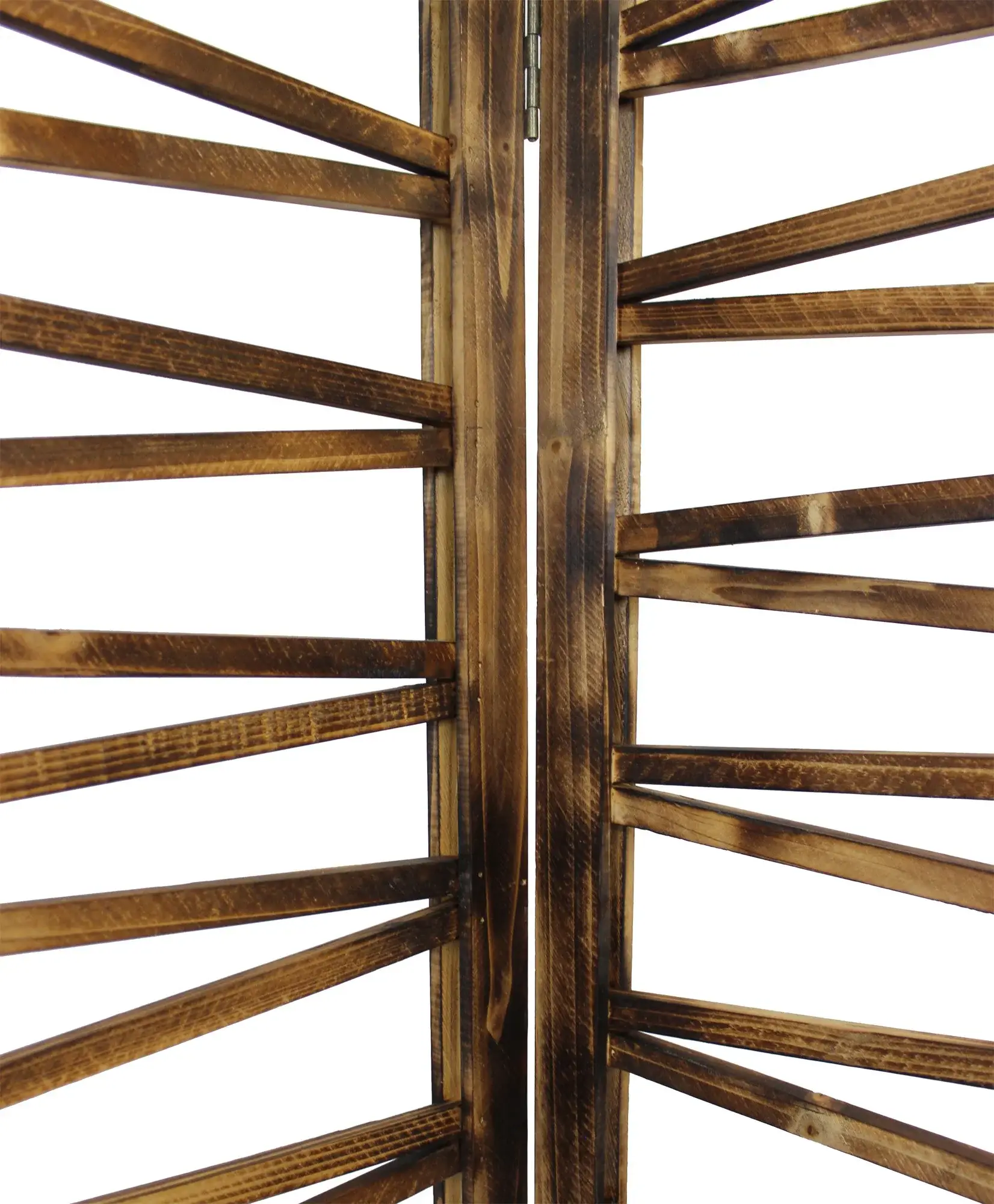 Rustic Geo Design Wood Three Panel Room Divider Screen - Image 2
