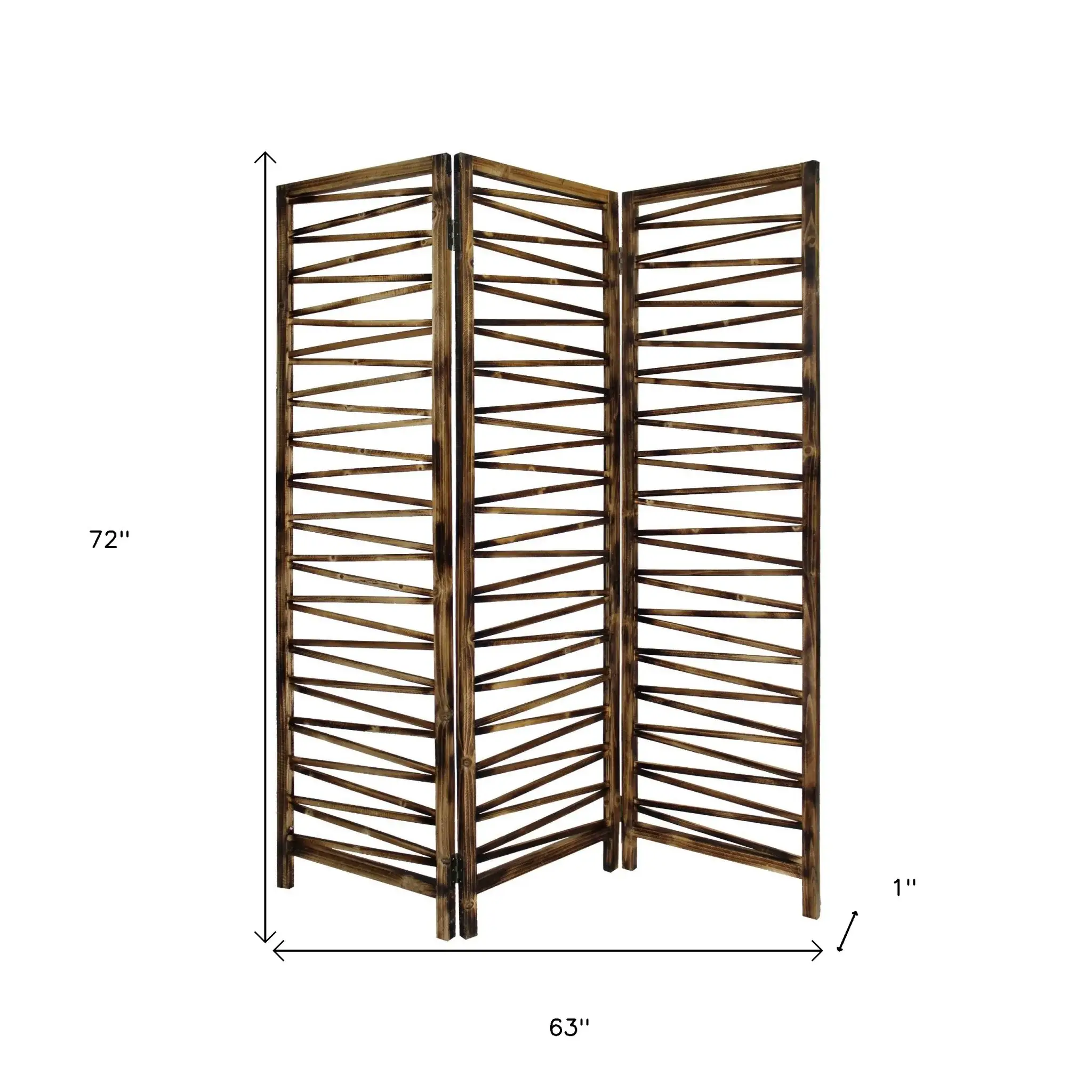 Rustic Geo Design Wood Three Panel Room Divider Screen - Image 6