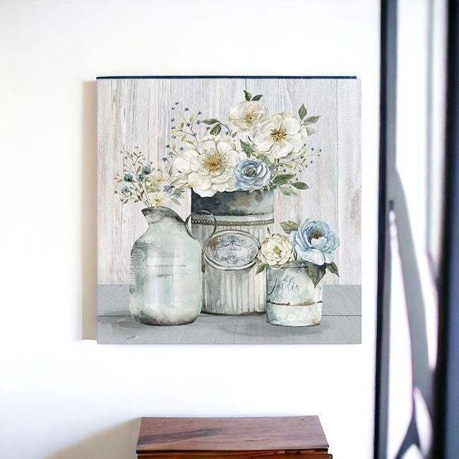 Rustic Grey Flowers Unframed Print Wall Art - Image 4
