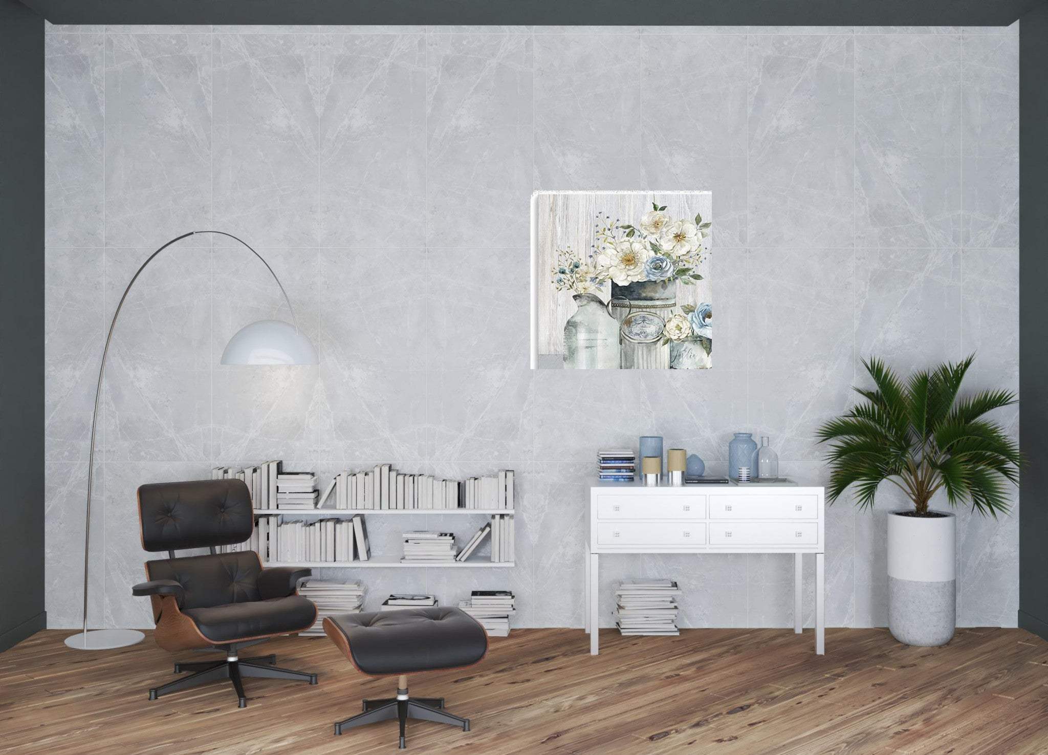 Rustic Grey Flowers Unframed Print Wall Art - Image 5