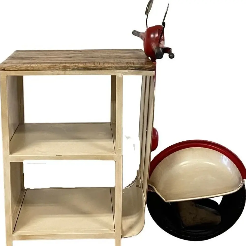 Rustic Red And Vanilla Scooter Cabinet - Image 3