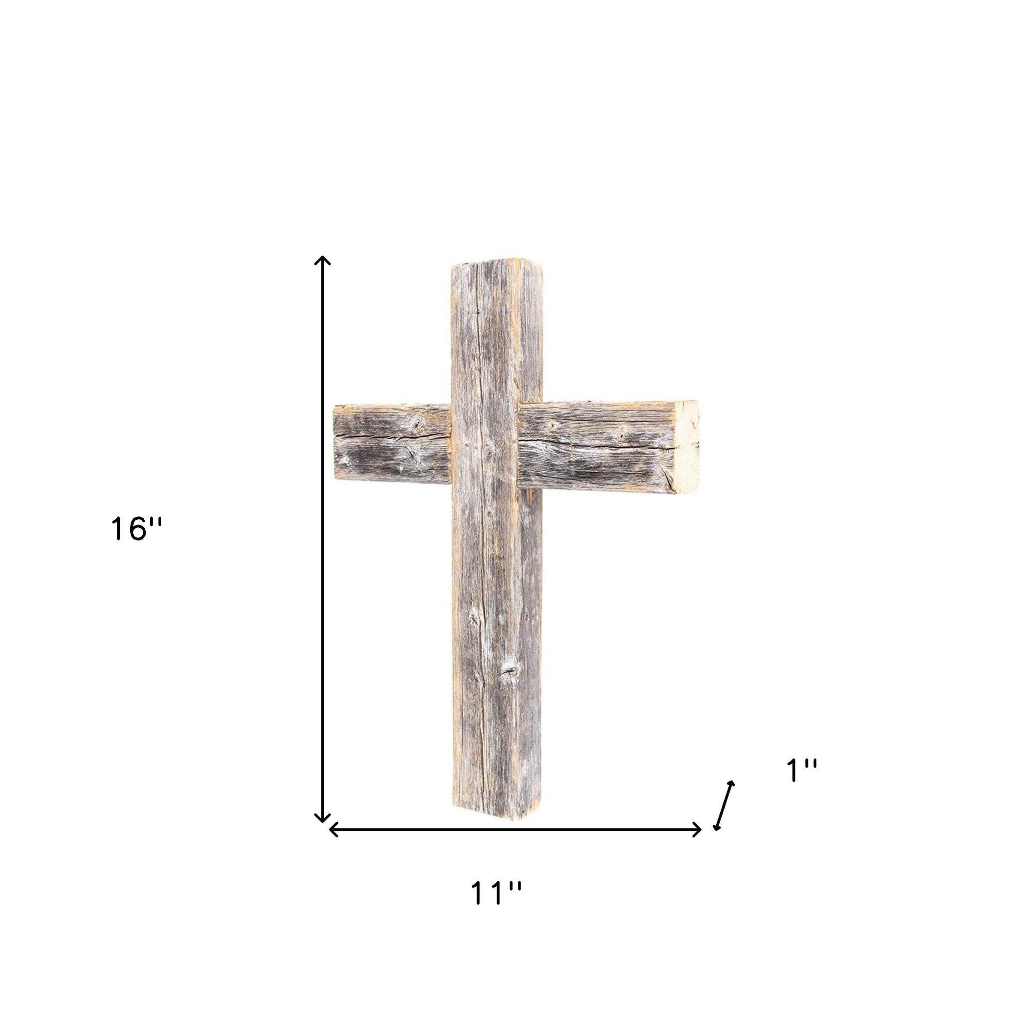 Rustic Weathered Grey Reclaimed Wood Cross Decoration - Image 7
