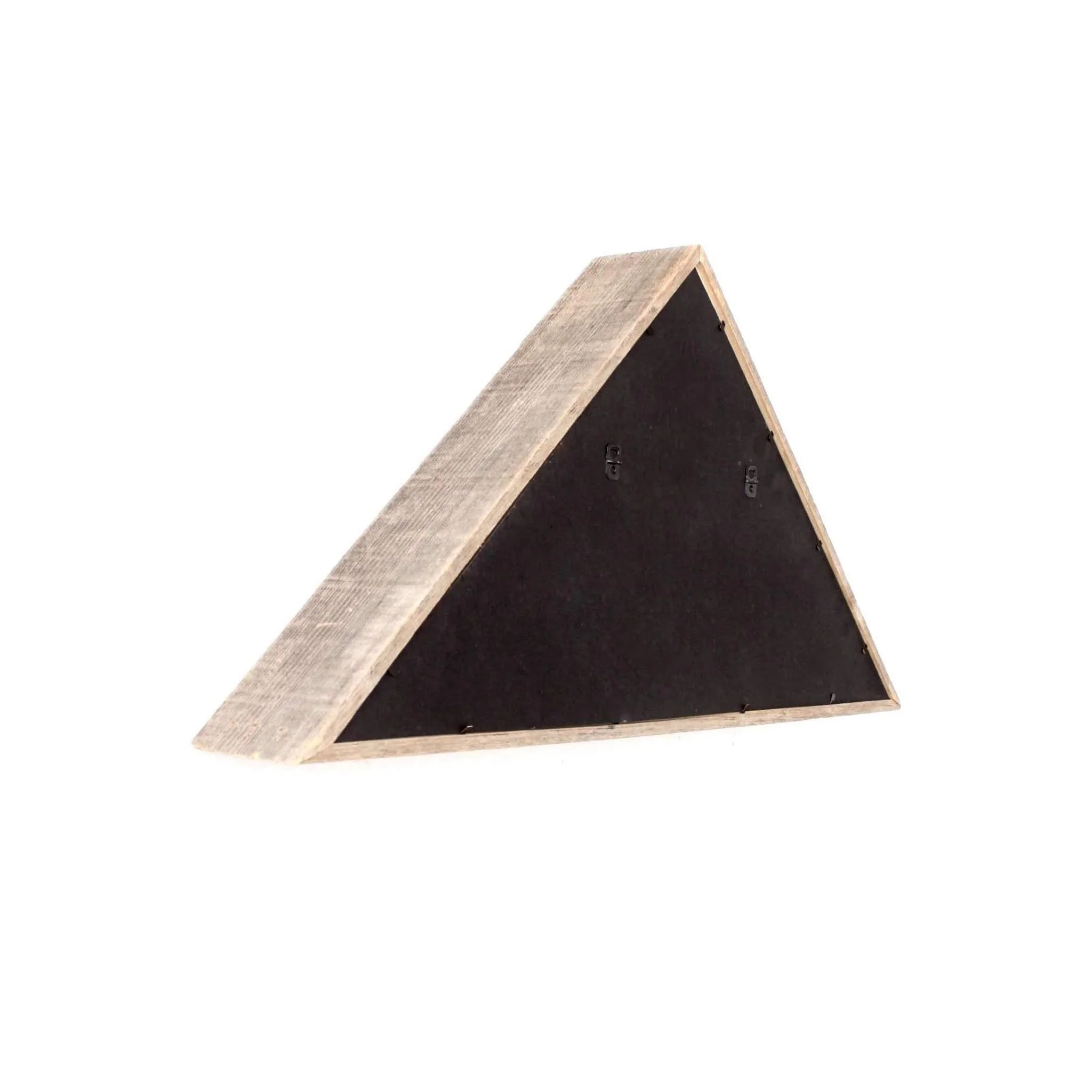 Rustic Weathered Grey Reclaimed Wood Triangle Wooden Display Flag Case - Image 4