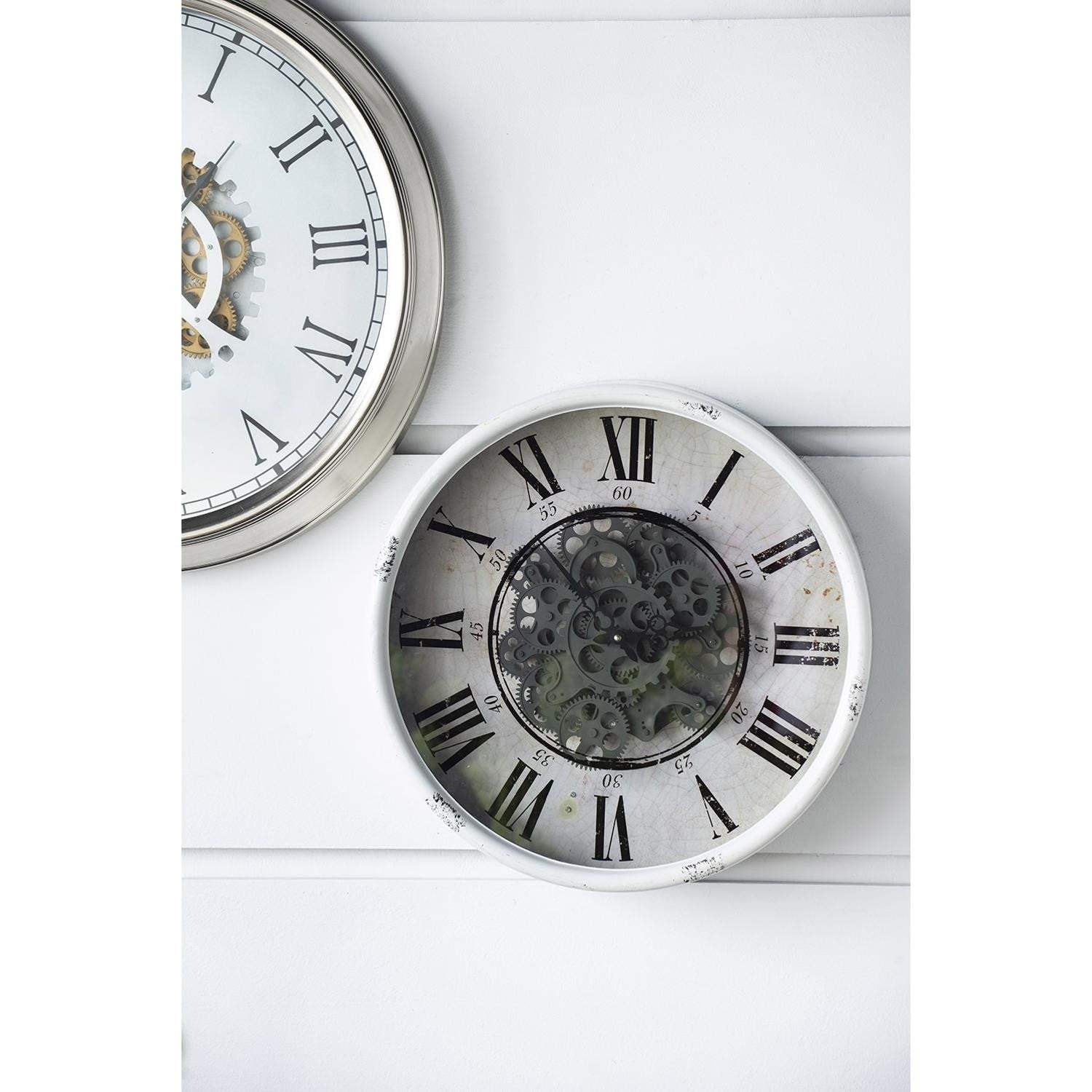 Rustic White Industrial Gear Vintage Wall Clock - Image 3