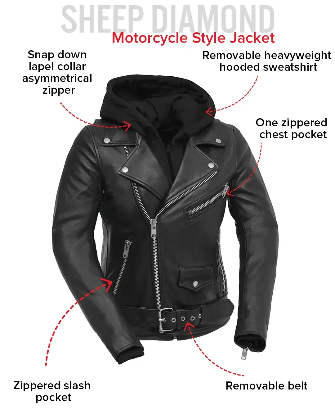 Ryman - Women's Motorcycle Leather Jacket - Image 10