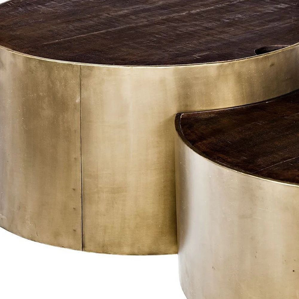 S2 39.5" & 31.25" Round Wood Nesting Coffee Tables - Image 3
