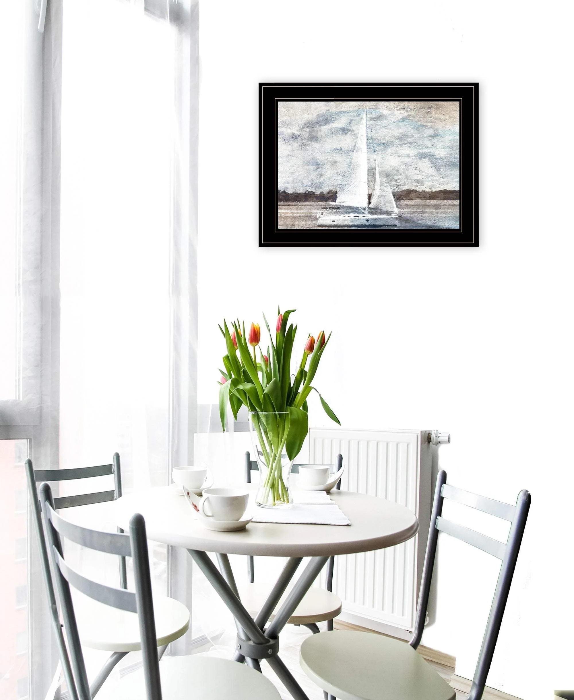 Sailboat on Water 3 Black Framed Print Wall Art - Image 6