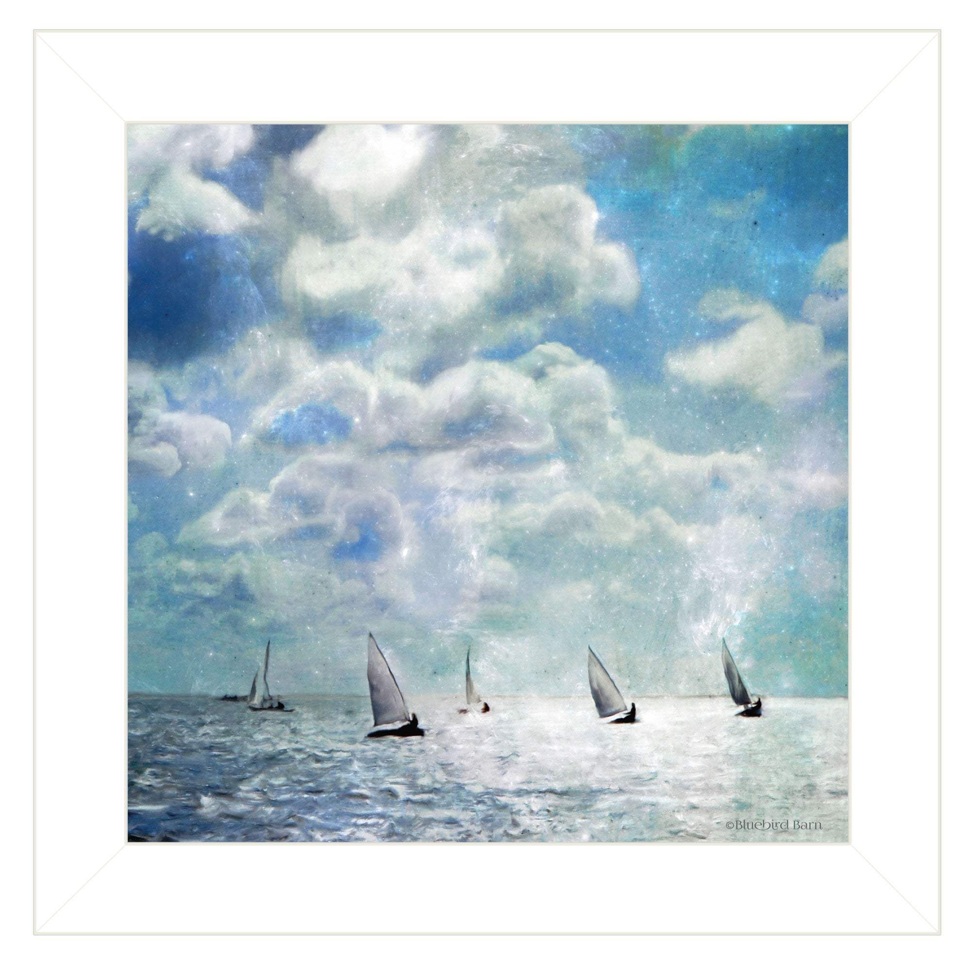 Sailing White Waters 1 White Framed Print Wall Art - Image 2