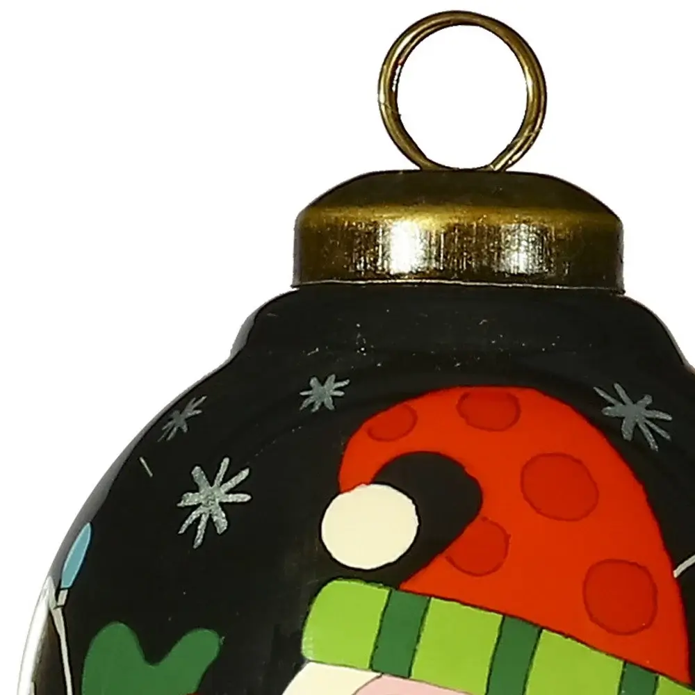Santa in Holiday Lights Hand Painted Mouth Blown Glass Ornament - Image 4