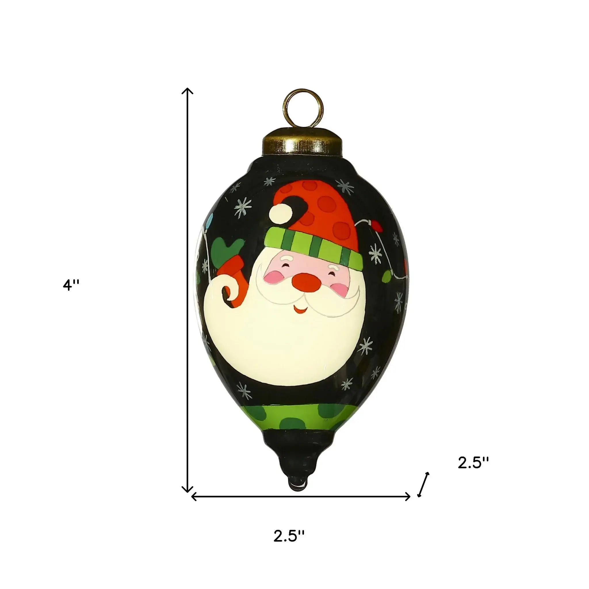 Santa in Holiday Lights Hand Painted Mouth Blown Glass Ornament - Image 5