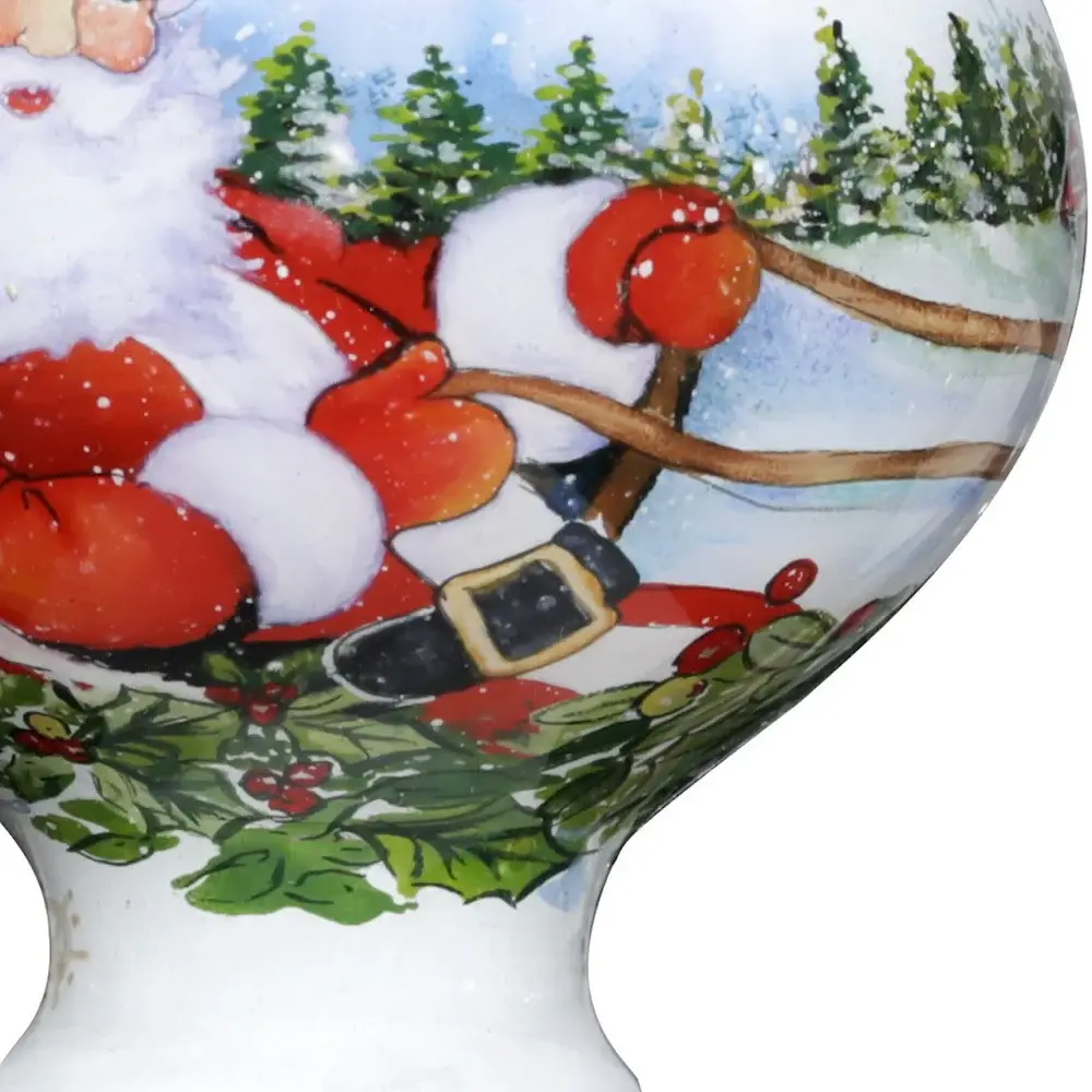 Santa Riding a Sleigh Hand Painted Mouth Blown Glass Ornament - Image 3