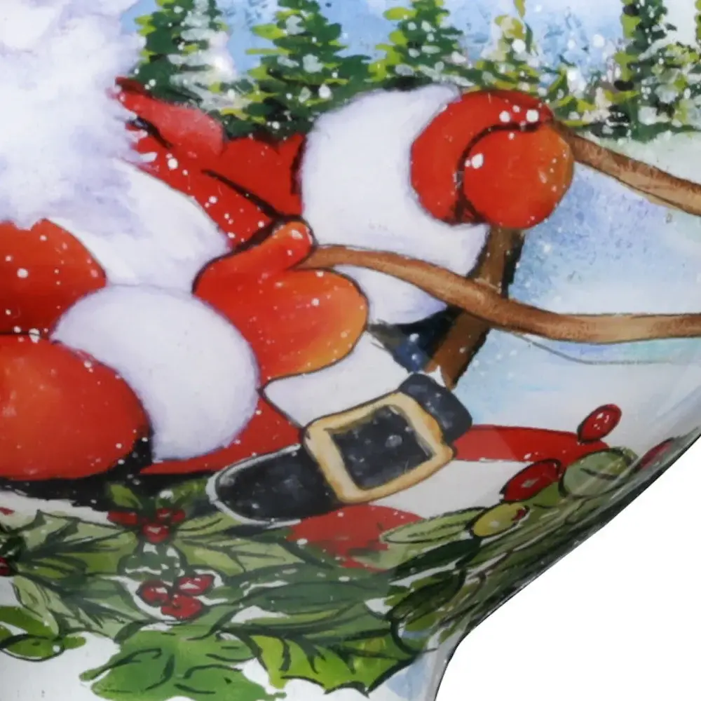 Santa Riding a Sleigh Hand Painted Mouth Blown Glass Ornament - Image 4