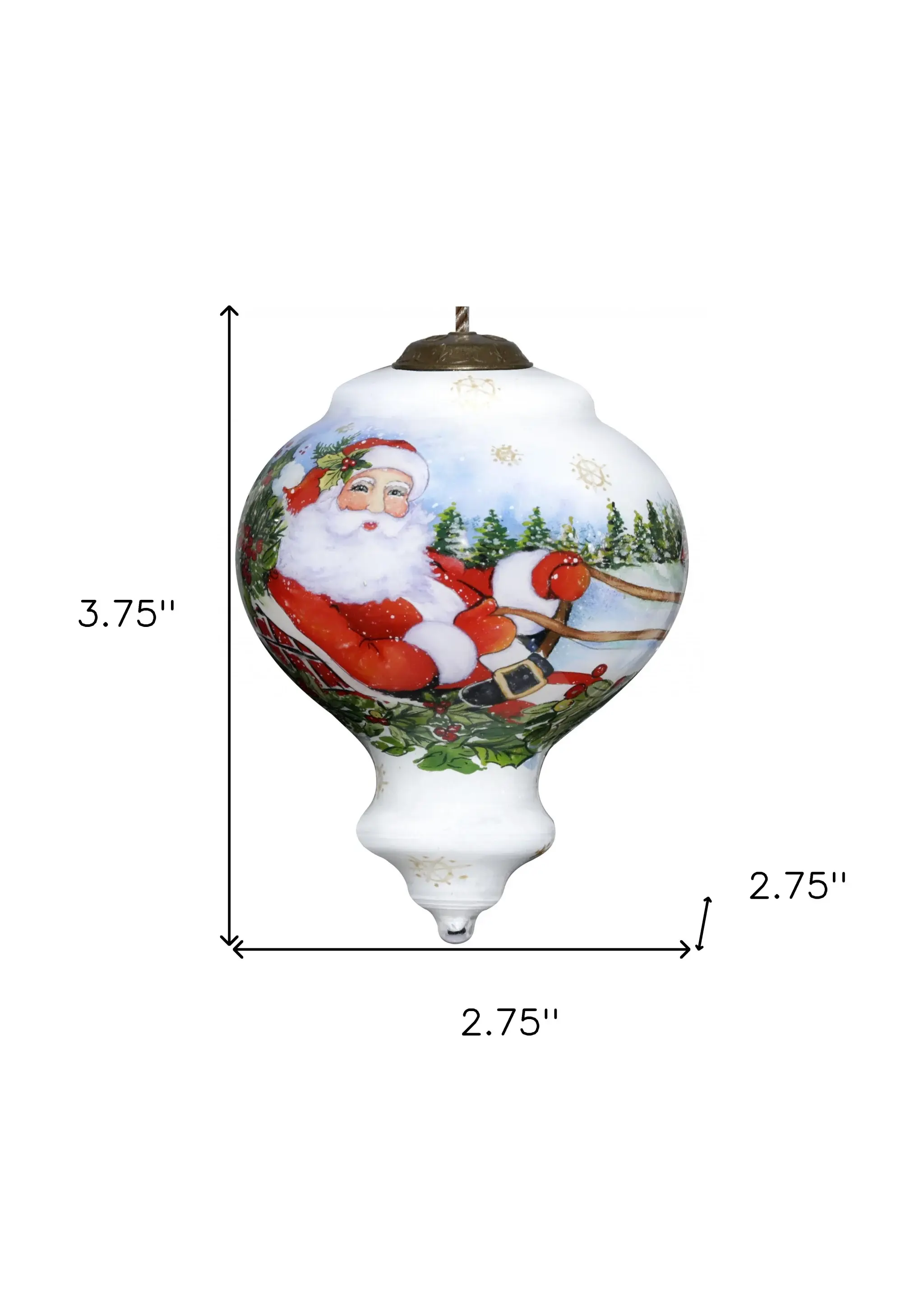 Santa Riding a Sleigh Hand Painted Mouth Blown Glass Ornament - Image 5