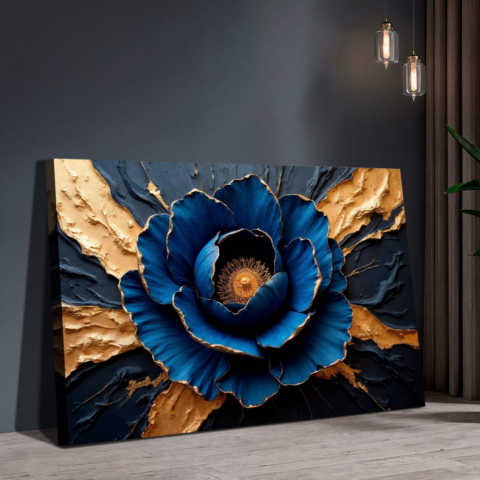 Sapphire Bloom Wall Art - Image 2
