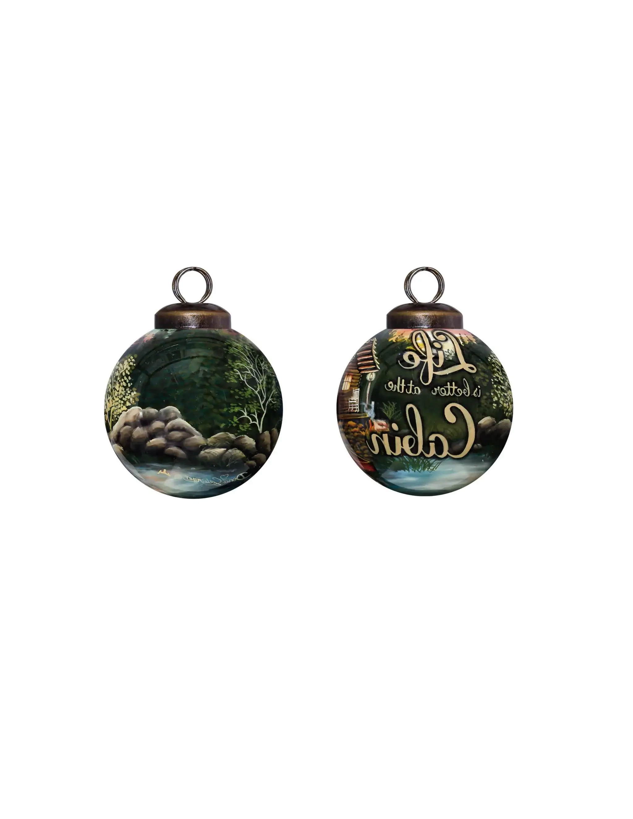 Scenic Life is Better at the Cabin Hand Painted Mouth Blown Glass Ornament - Image 2