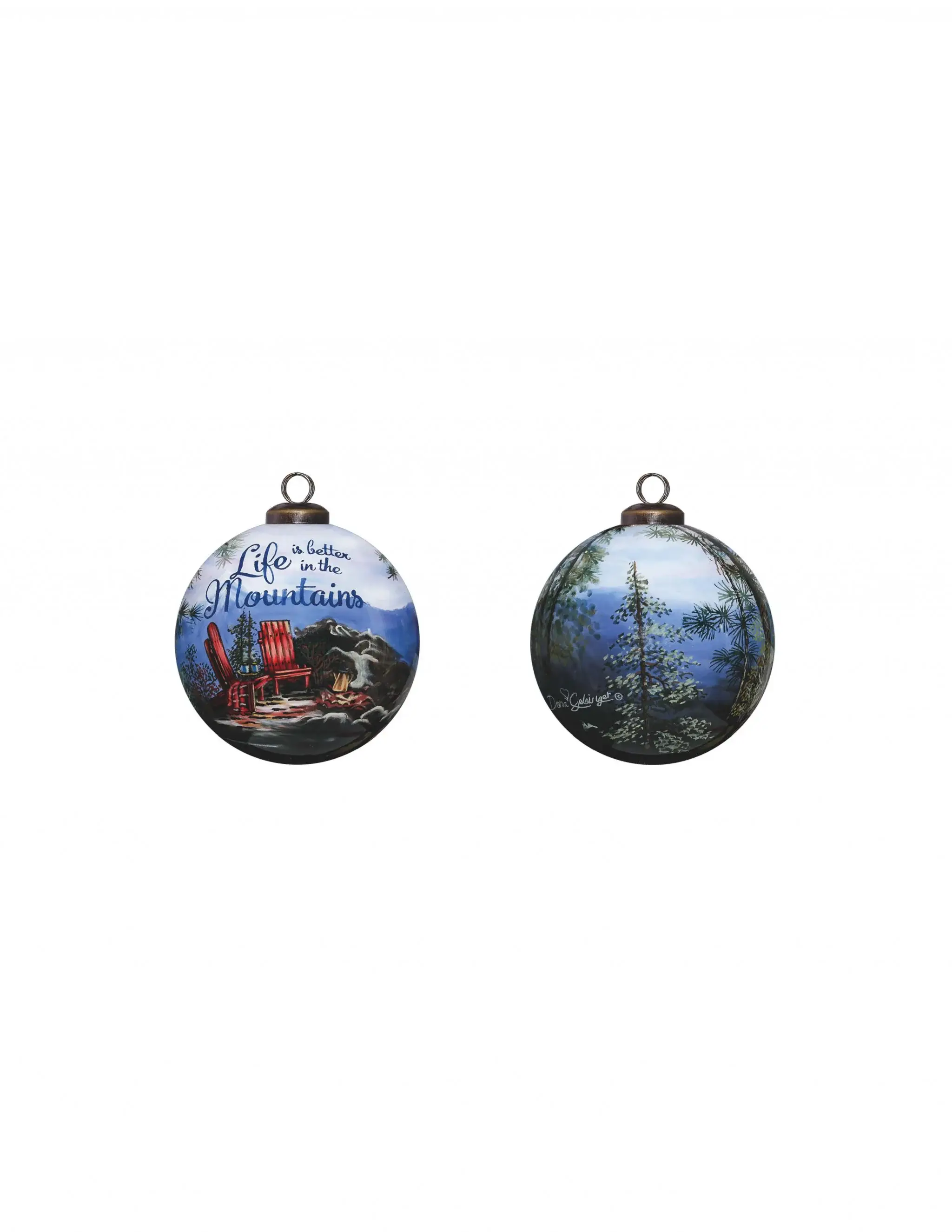 Scenic Life is Better in the Mountains Hand Painted Mouth Blown Glass Ornament - Image 3