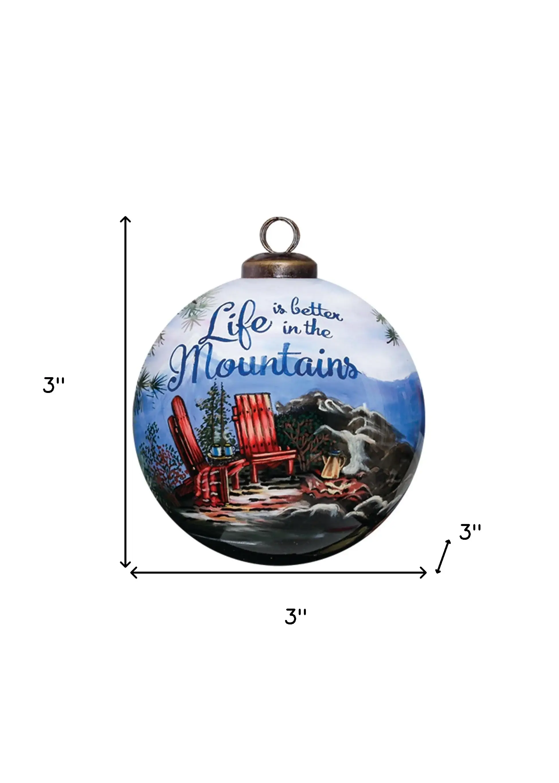 Scenic Life is Better in the Mountains Hand Painted Mouth Blown Glass Ornament - Image 7