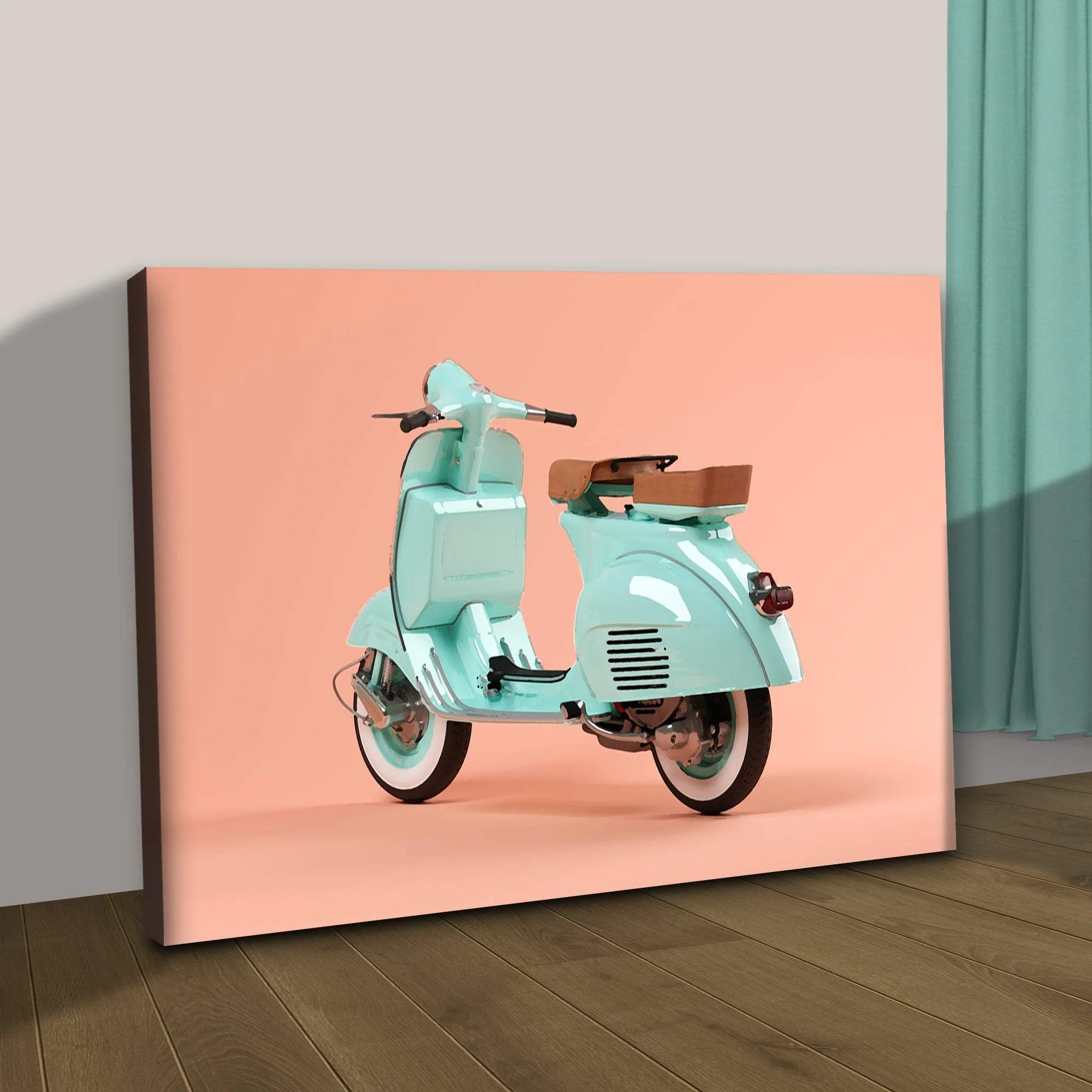Scooter Motorcycle Rare Vespa Canvas Wall Art - Image 3