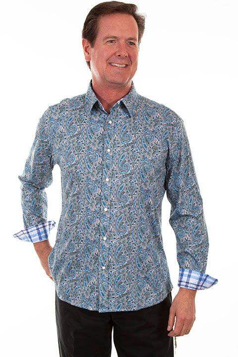 Scully TURQUOISE SIGNATURE SOFT PAISLEY L/S SHIRT