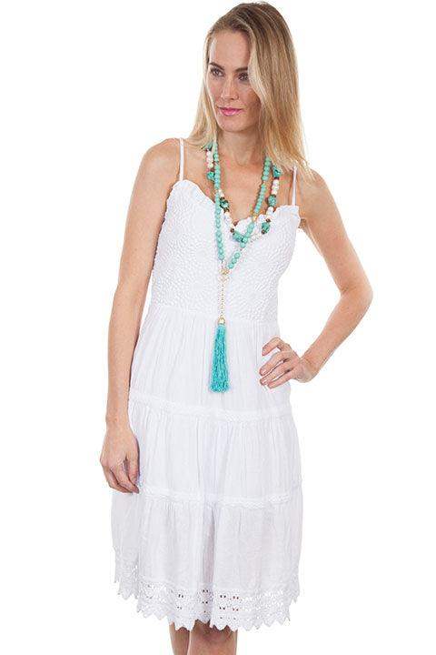 Scully WHITE SPAGHETTI STRAP SUN BURST DRESS